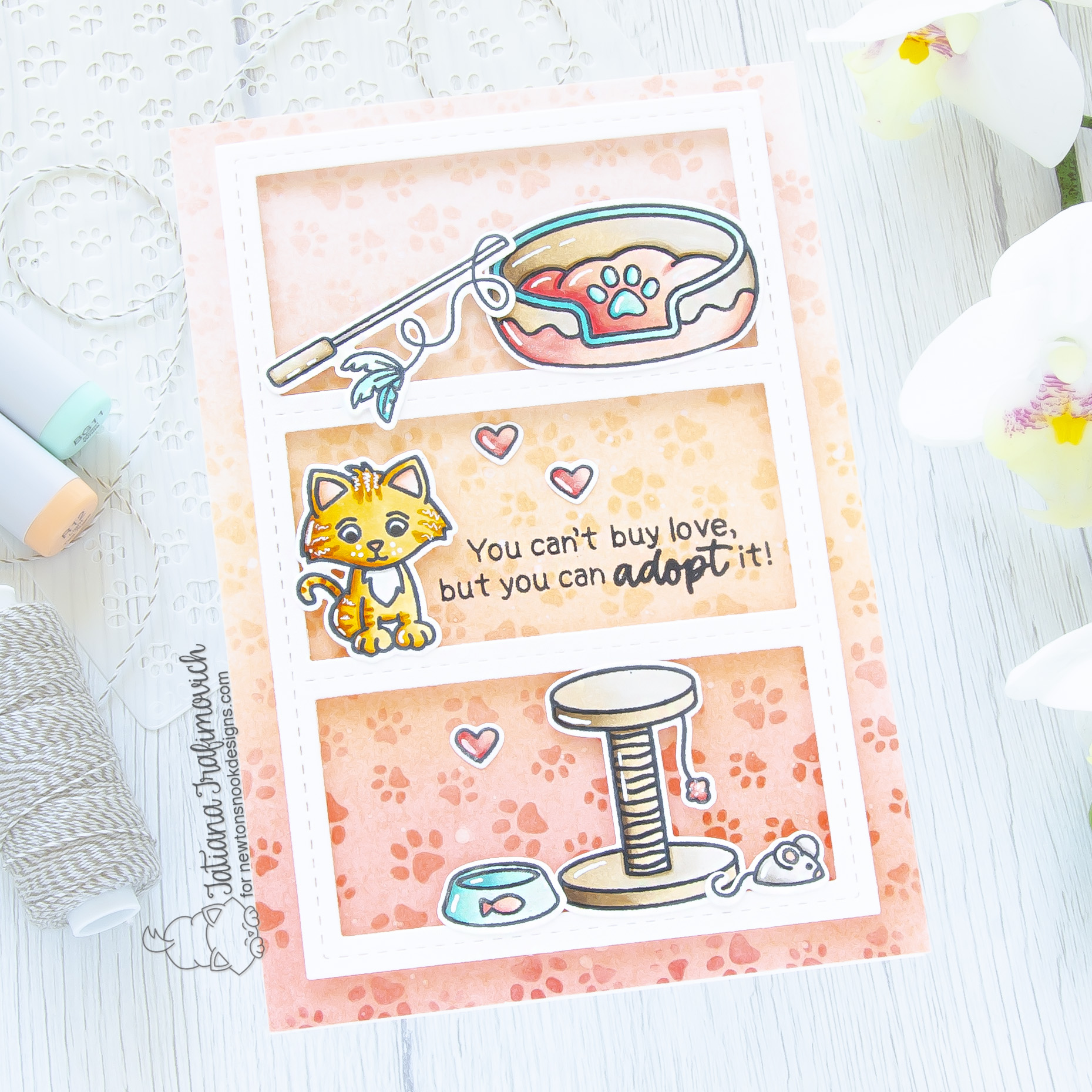 You Can't Buy Love... #handmade card by Tatiana Trafimovich #tatianacraftandart - Welcome New Cat stamp set by Newton's Nook Designs #newtonsnook