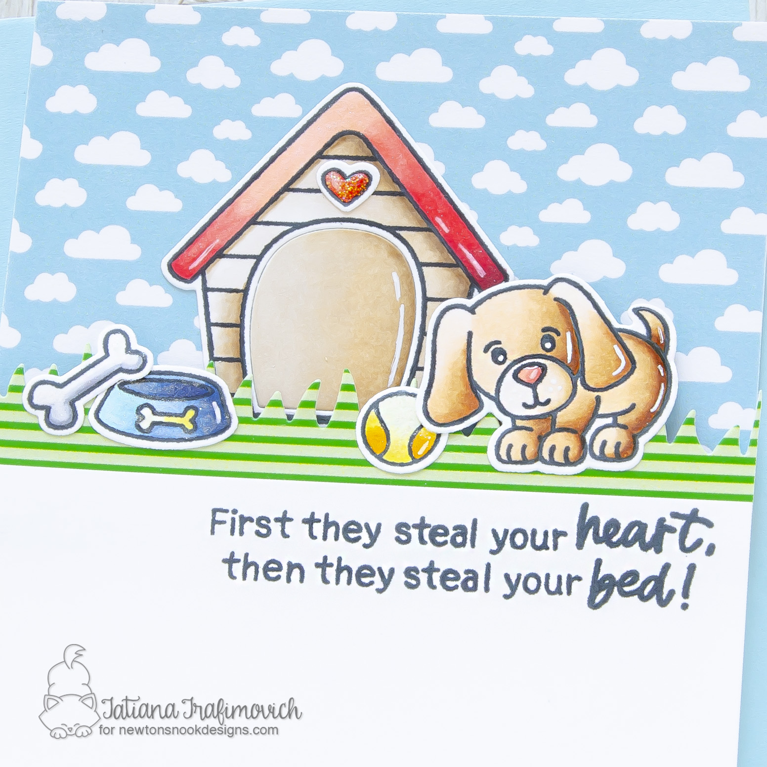 First They Steal Your Heart... #handmade card by Tatiana Trafimovich #tatianacraftandart - Welcome New Dog stamp set by Newton's Nook Designs #newtonsnook