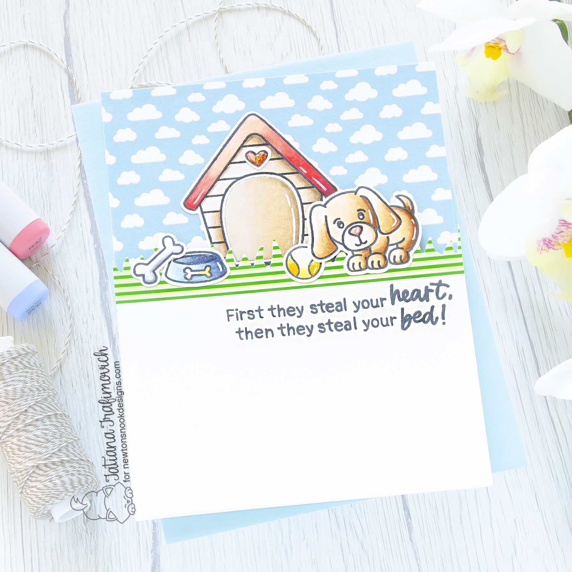 First They Steal Your Heart... #handmade card by Tatiana Trafimovich #tatianacraftandart - Welcome New Dog stamp set by Newton's Nook Designs #newtonsnook