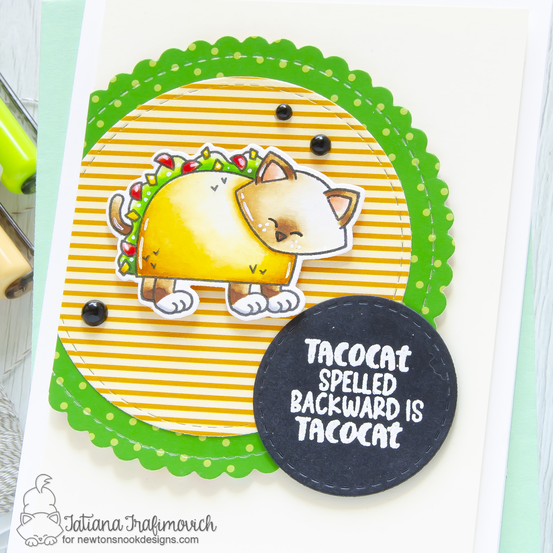 Tacocat #handmade card by Tatiana Trafimovich #tatianacraftandart - Newton Loves Tacos stamp set by Newton's Nook Designs #newtonsnook