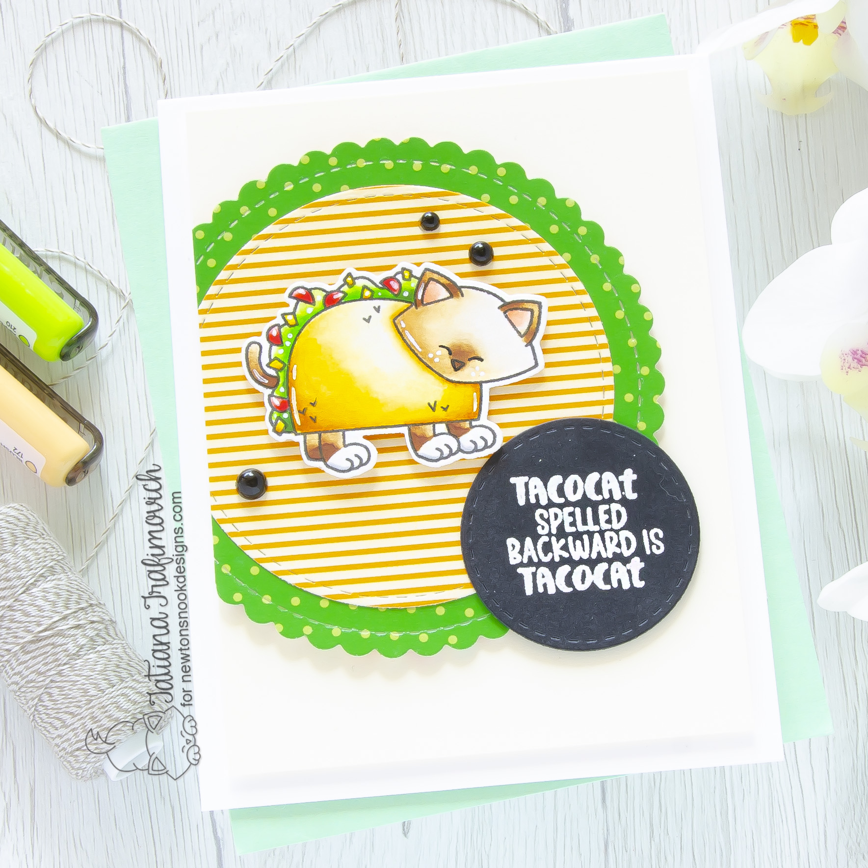 Tacocat #handmade card by Tatiana Trafimovich #tatianacraftandart - Newton Loves Tacos stamp set by Newton's Nook Designs #newtonsnook