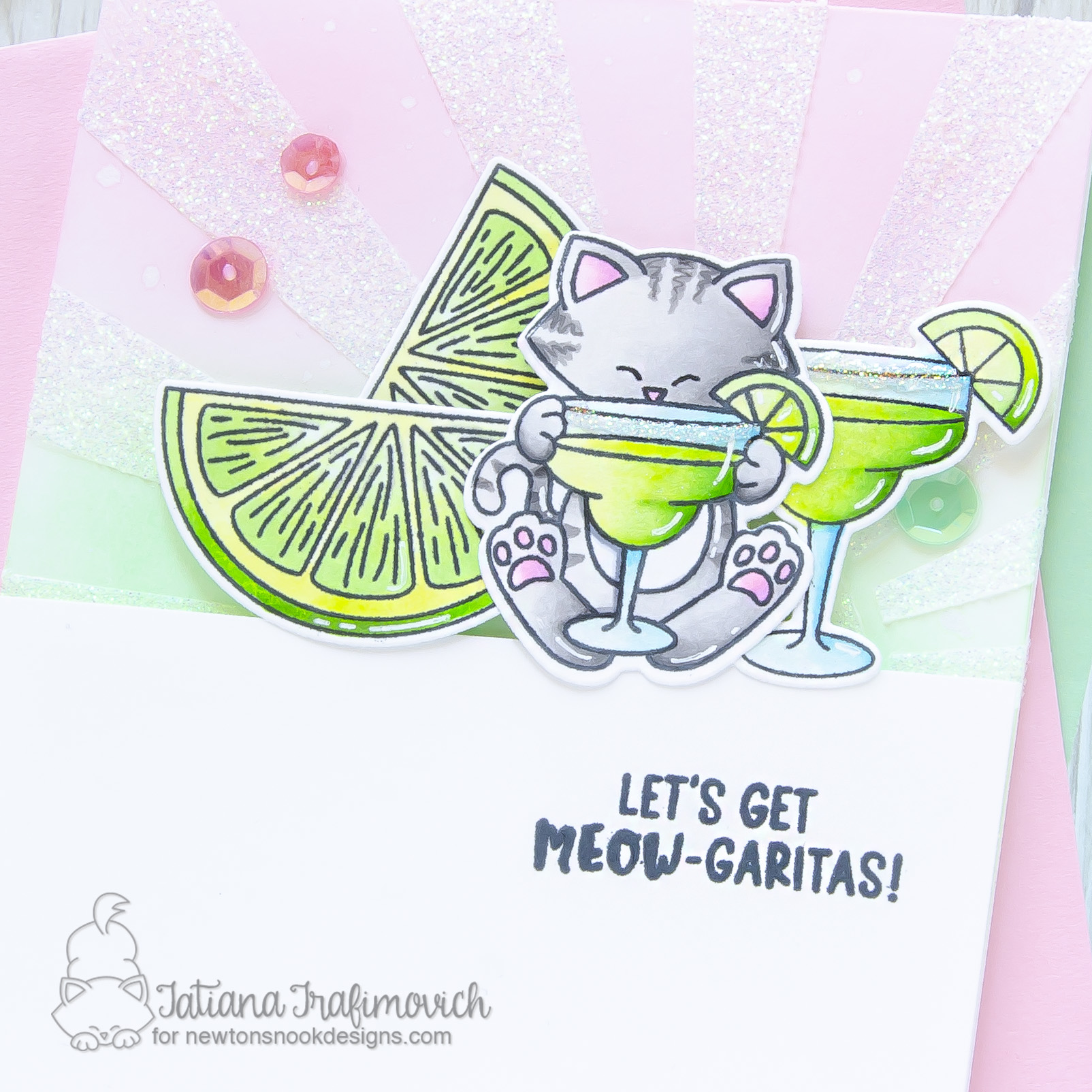 Let's Get MEOW-garitas! #handmade card by Tatiana Trafimovich #tatianacraftandart - Newton Loves Tacos stamp set by Newton's Nook Designs #newtonsnook