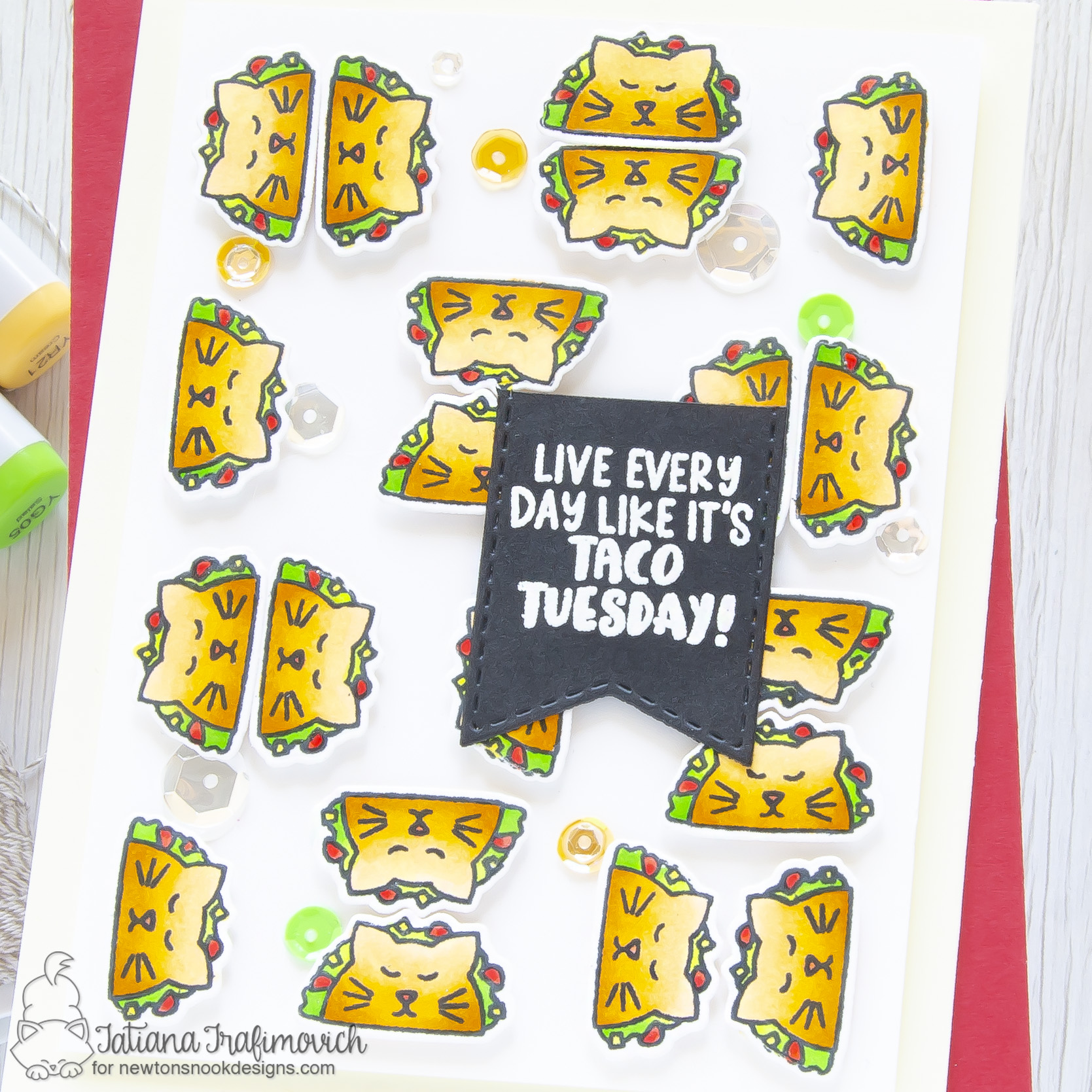 Taco Tuesday #handmade card by Tatiana Trafimovich #tatianacraftandart - Newton Loves Tacos stamp set by Newton's Nook Designs #newtonsnook