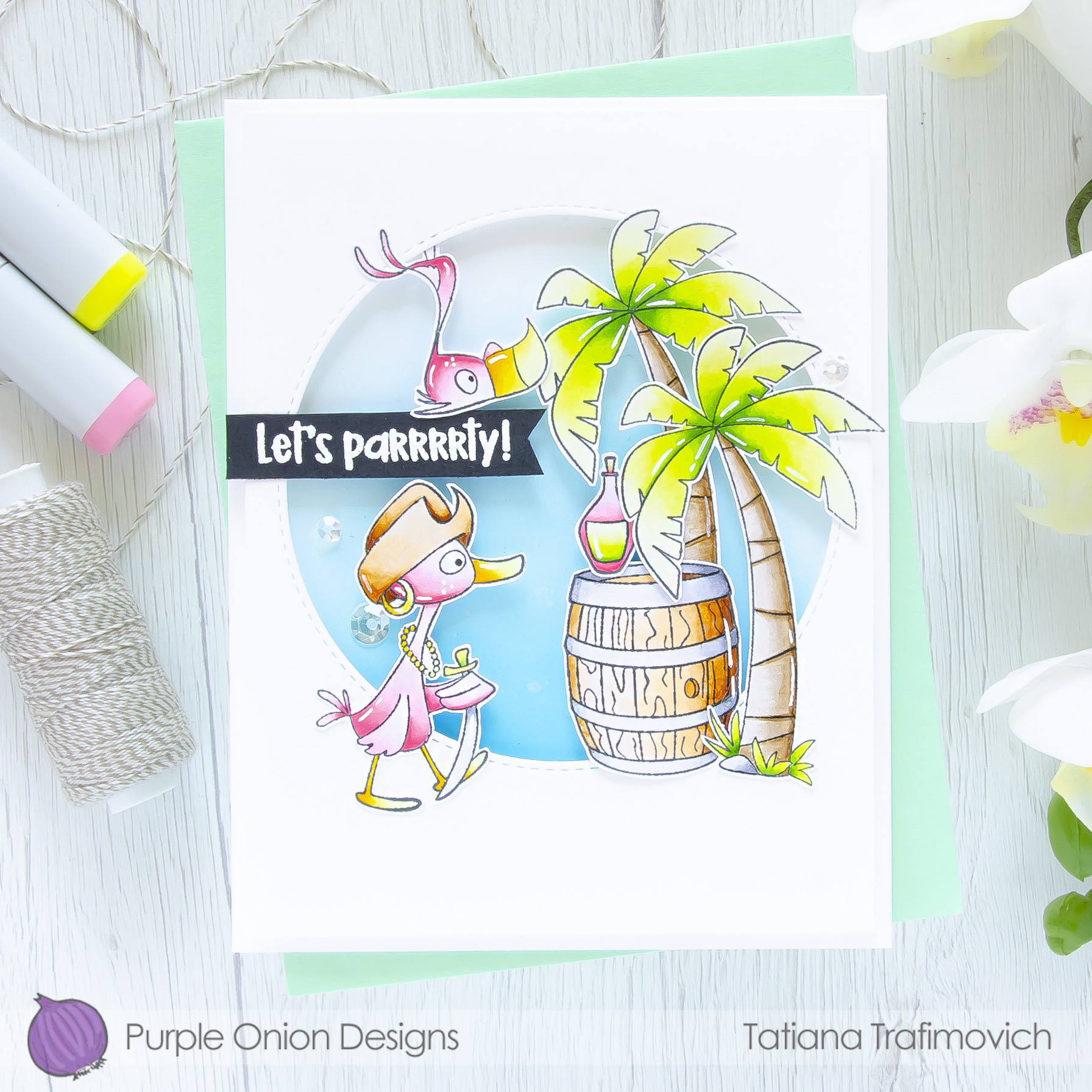 Let's Parrrrty! #handmade card by Tatiana Trafimovich #tatianacraftandart - stamps by Purple Onion Designs