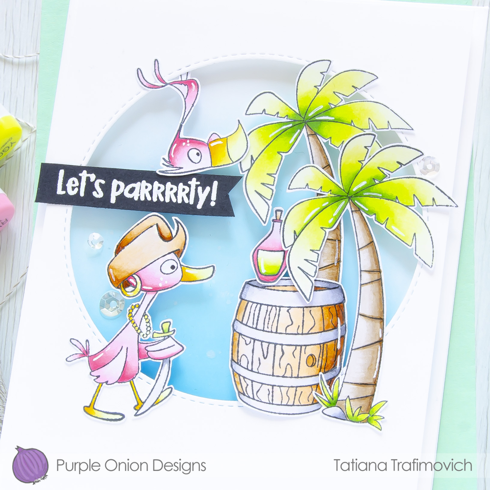 Let's Parrrrty! #handmade card by Tatiana Trafimovich #tatianacraftandart - stamps by Purple Onion Designs