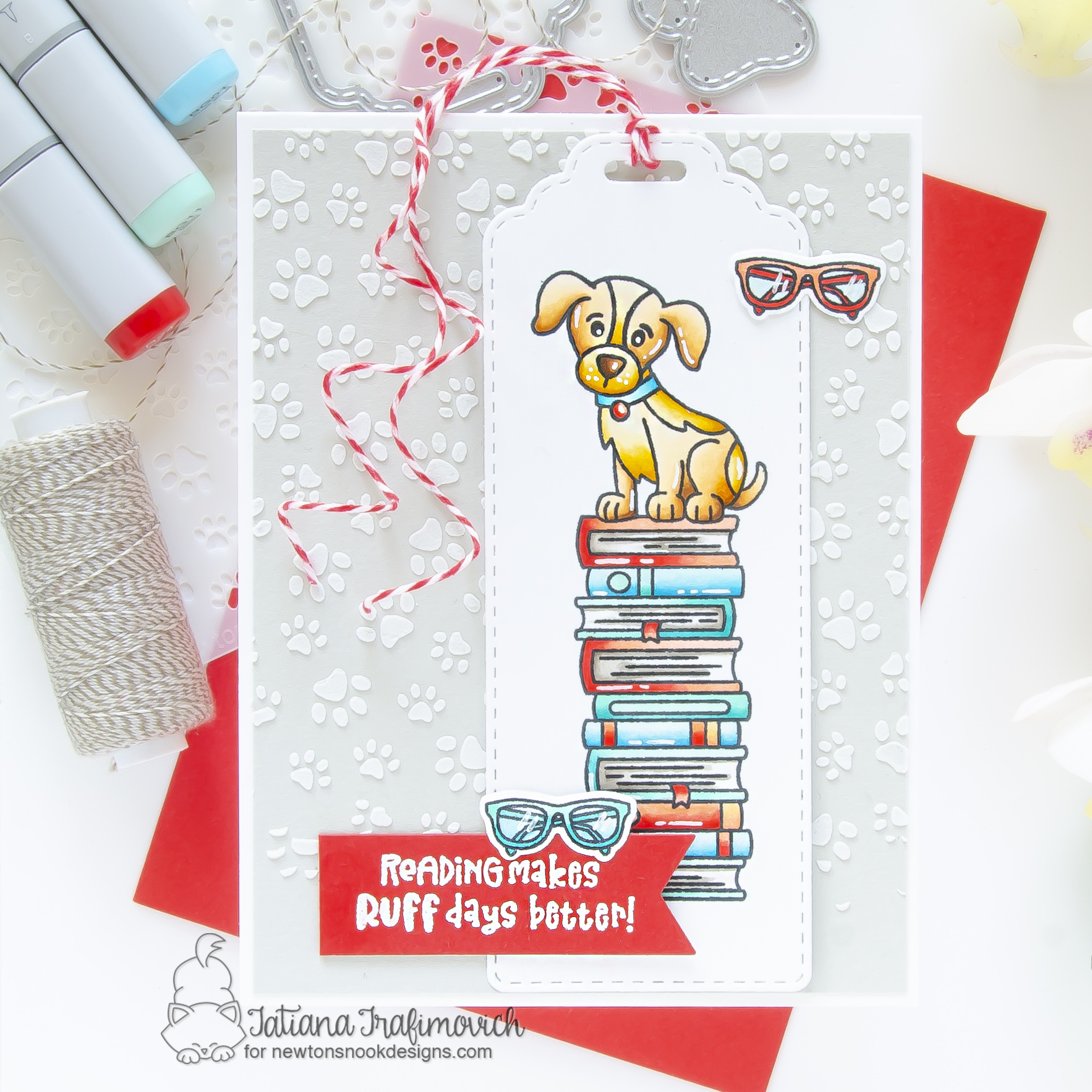 Reading Makes Ruff Days  Better #handmade card by Tatiana Trafimovich #tatianacraftandart - stamps, dies and stencil by Newton's Nook Designs #newtonsnook