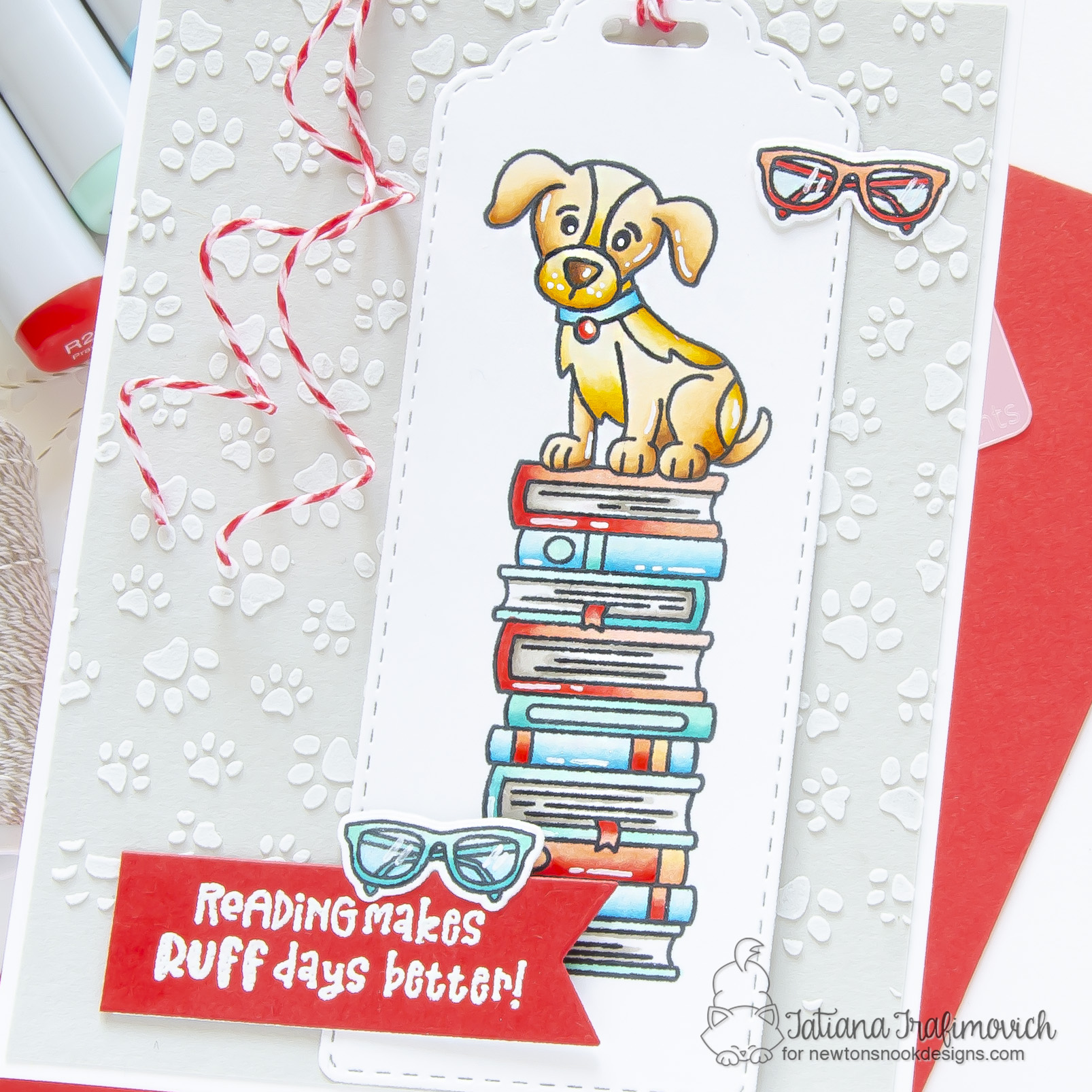 Reading Makes Ruff Days Better #handmade card by Tatiana Trafimovich #tatianacraftandart - stamps, dies and stencil by Newton's Nook Designs #newtonsnook