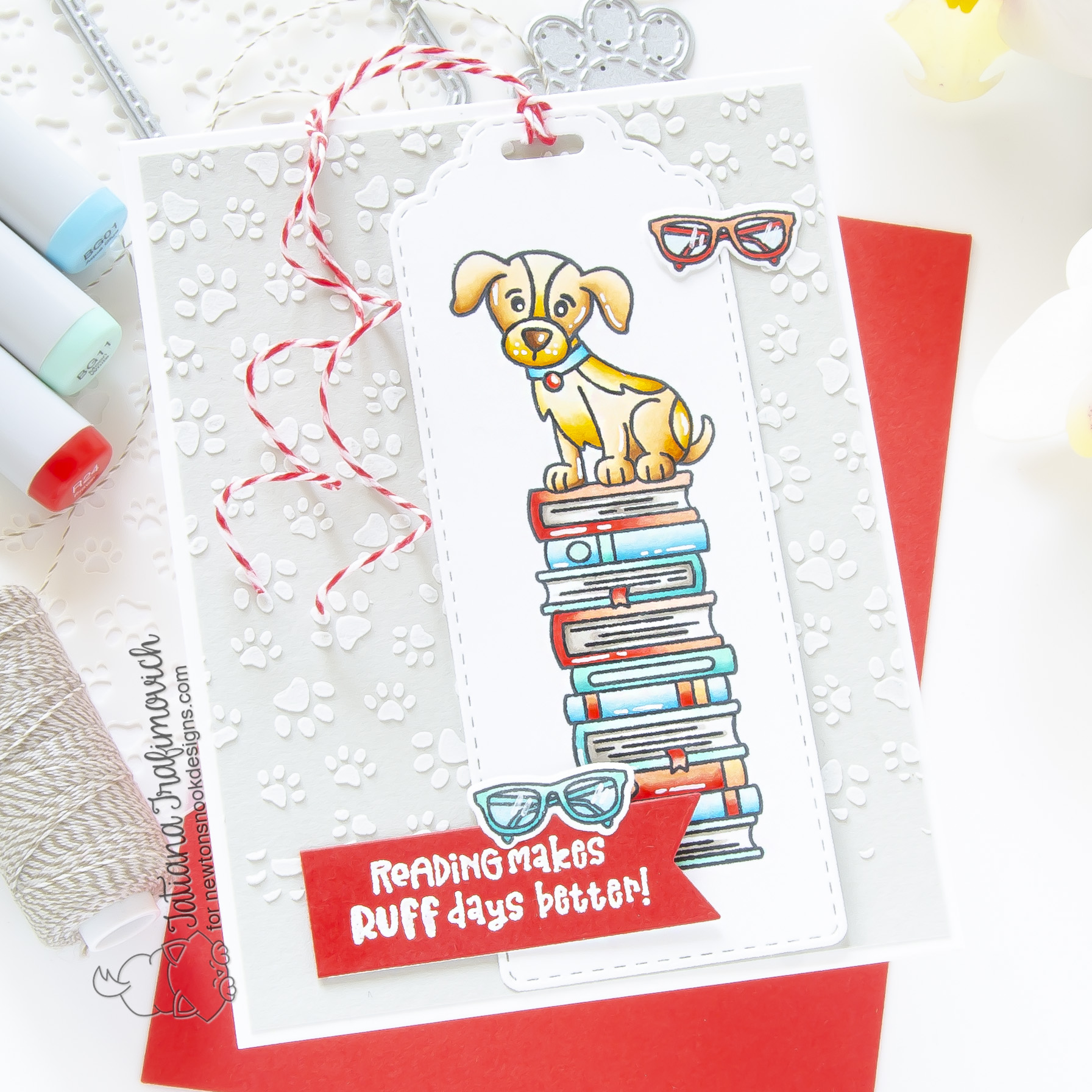 Reading Makes Ruff Days Better #handmade card by Tatiana Trafimovich #tatianacraftandart - stamps, dies and stencil by Newton's Nook Designs #newtonsnook