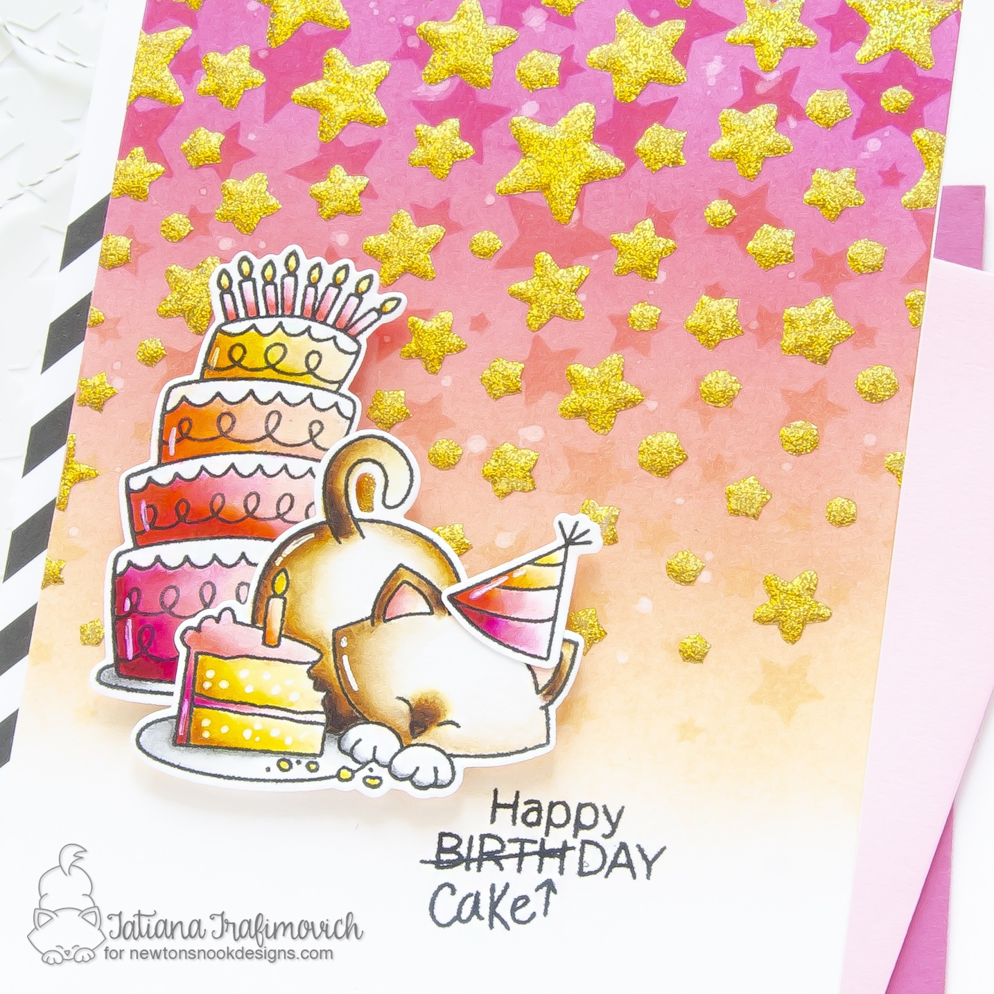 Happy Cake Day #handmade card by Tatiana Trafimovich #tatianacraftandart - stamps, dies and stencil by Newton's Nook Designs #newtonsnook