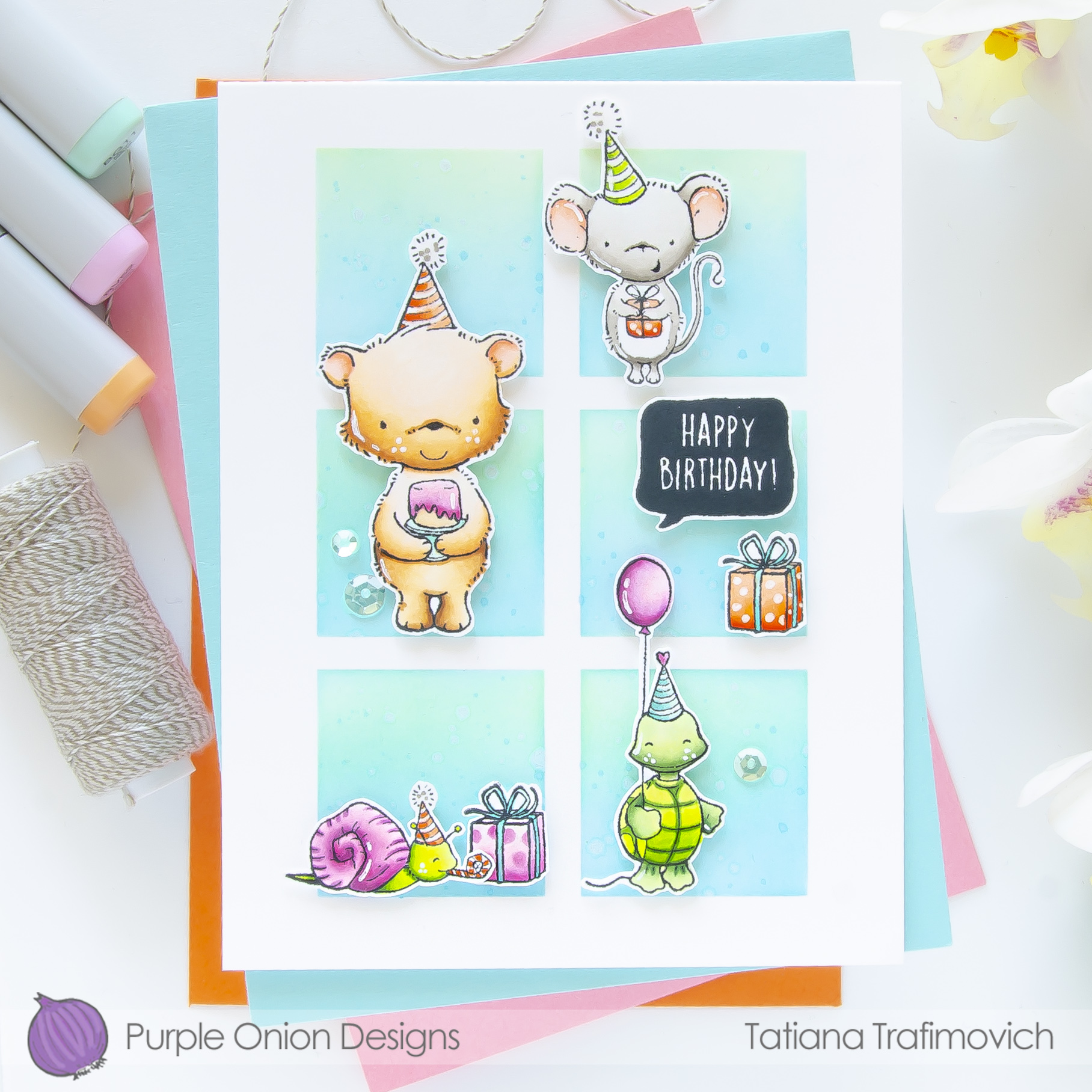 Happy Birthday! #handmade card by Tatiana Trafimovich #tatianacraftandart - stamps by Purple Onion Designs