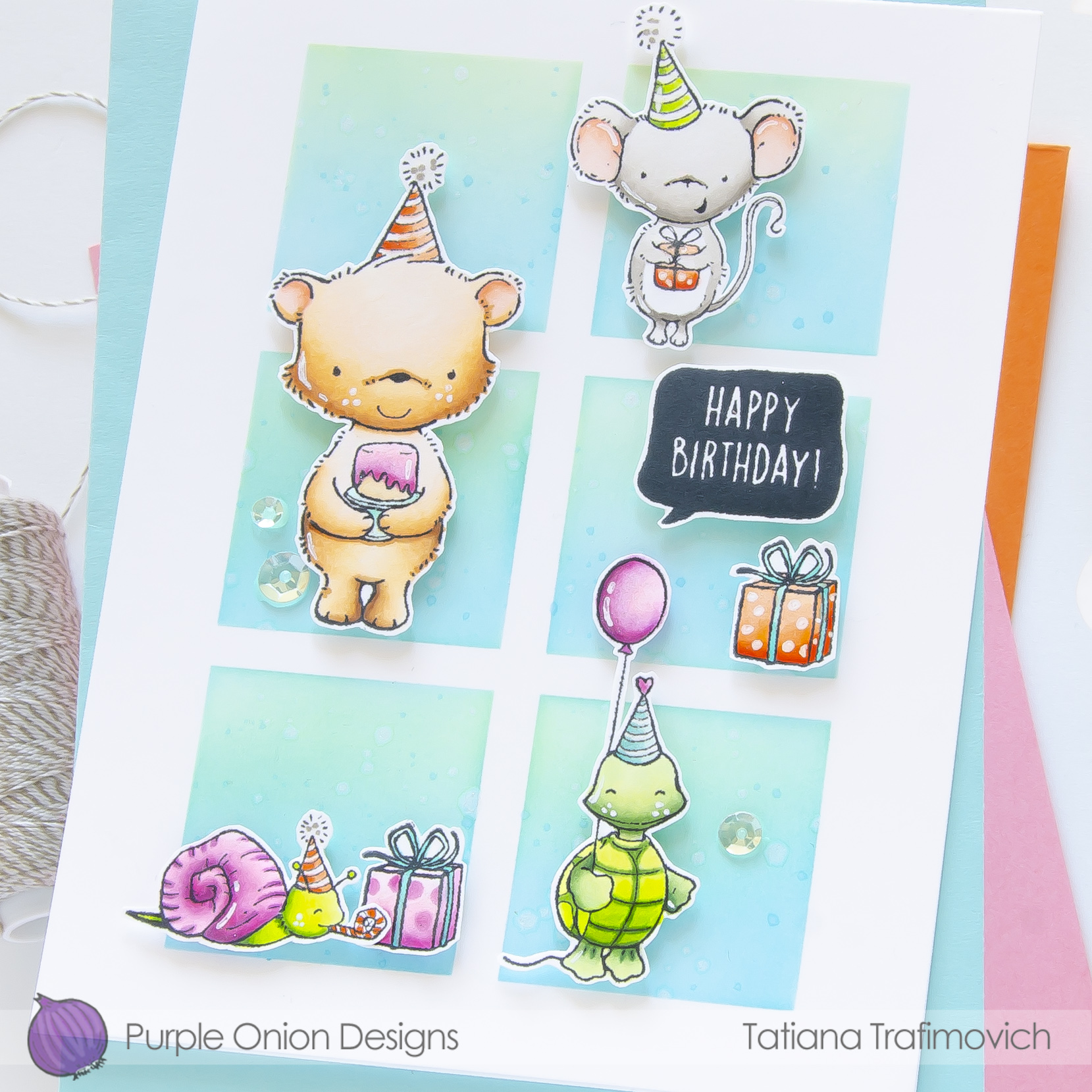 Happy Birthday! #handmade card by Tatiana Trafimovich #tatianacraftandart - stamps by Purple Onion Designs
