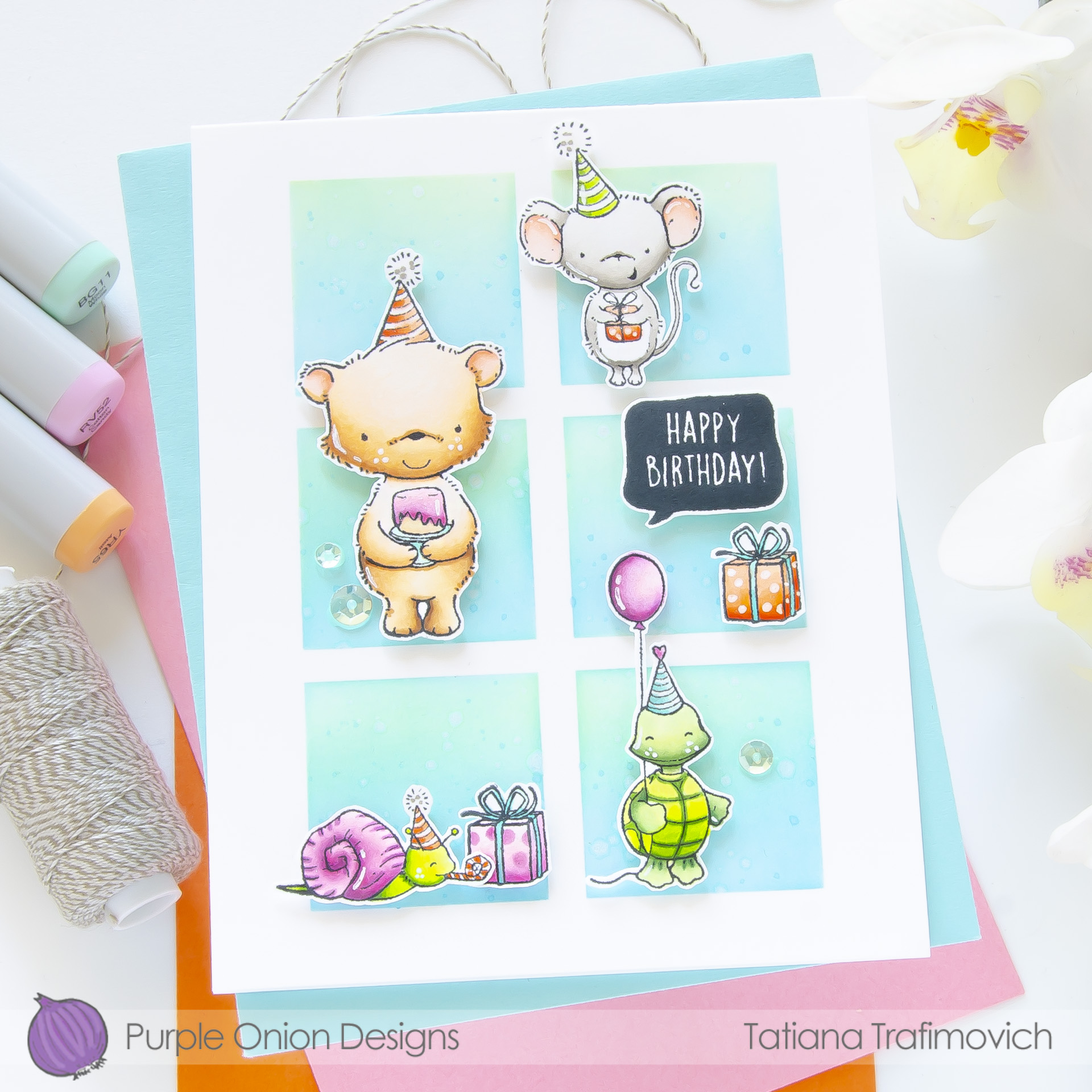 Happy Birthday! #handmade card by Tatiana Trafimovich #tatianacraftandart - stamps by Purple Onion Designs