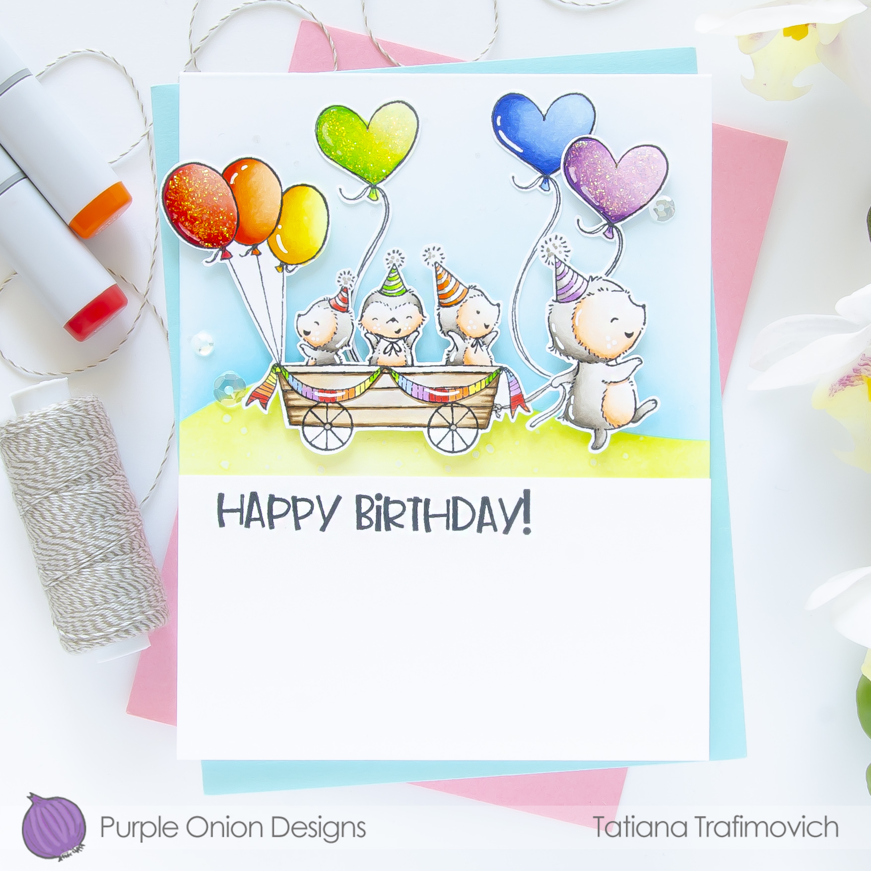 Happy Birthday #handmade card by Tatiana Trafimovich #tatianacraftandart - stamps by Purple Onion Designs