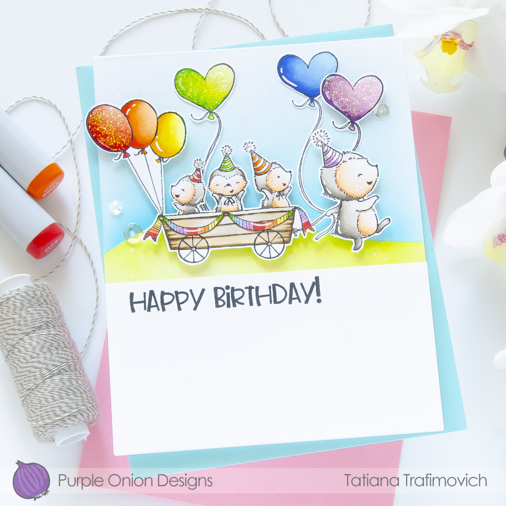 Happy Birthday #handmade card by Tatiana Trafimovich #tatianacraftandart - stamps by Purple Onion Designs