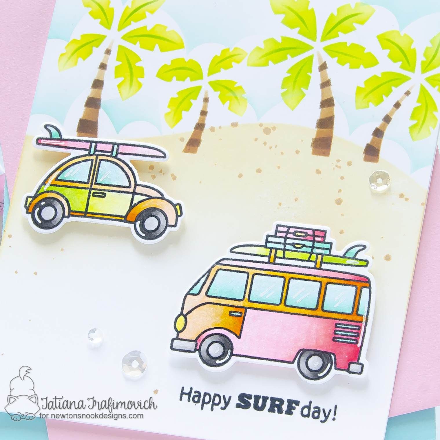 Happy SURF Day! #handmade card by Tatiana Trafimovich #tatianacraftandart - Beach Bound stamp set by Newton's Nook Designs #newtonsnook