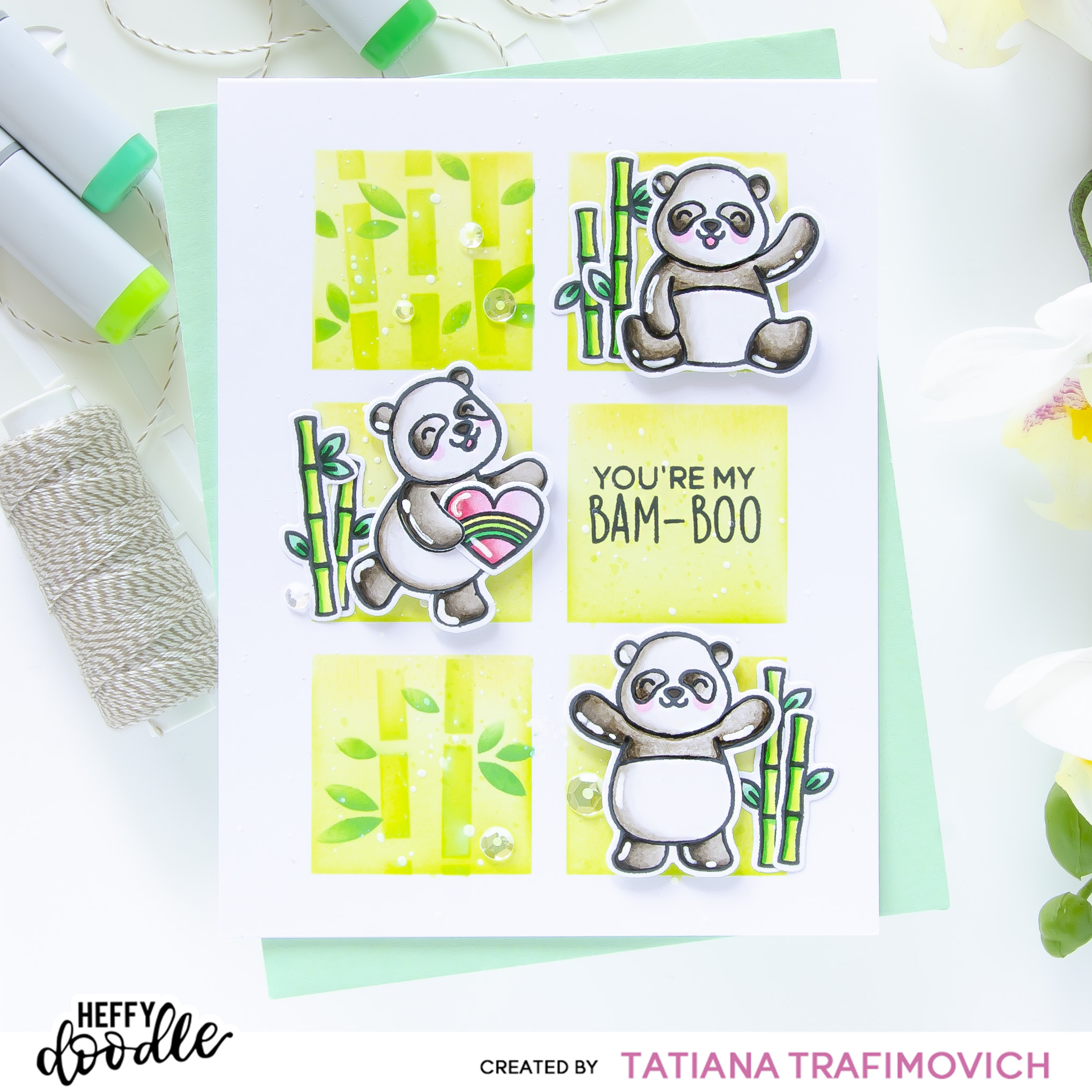 You're My BAM-BOO #handmade card by Tatiana Trafimovich #tatianacraftandart - stamps and dies by Heffy Doodle #heffydoodle