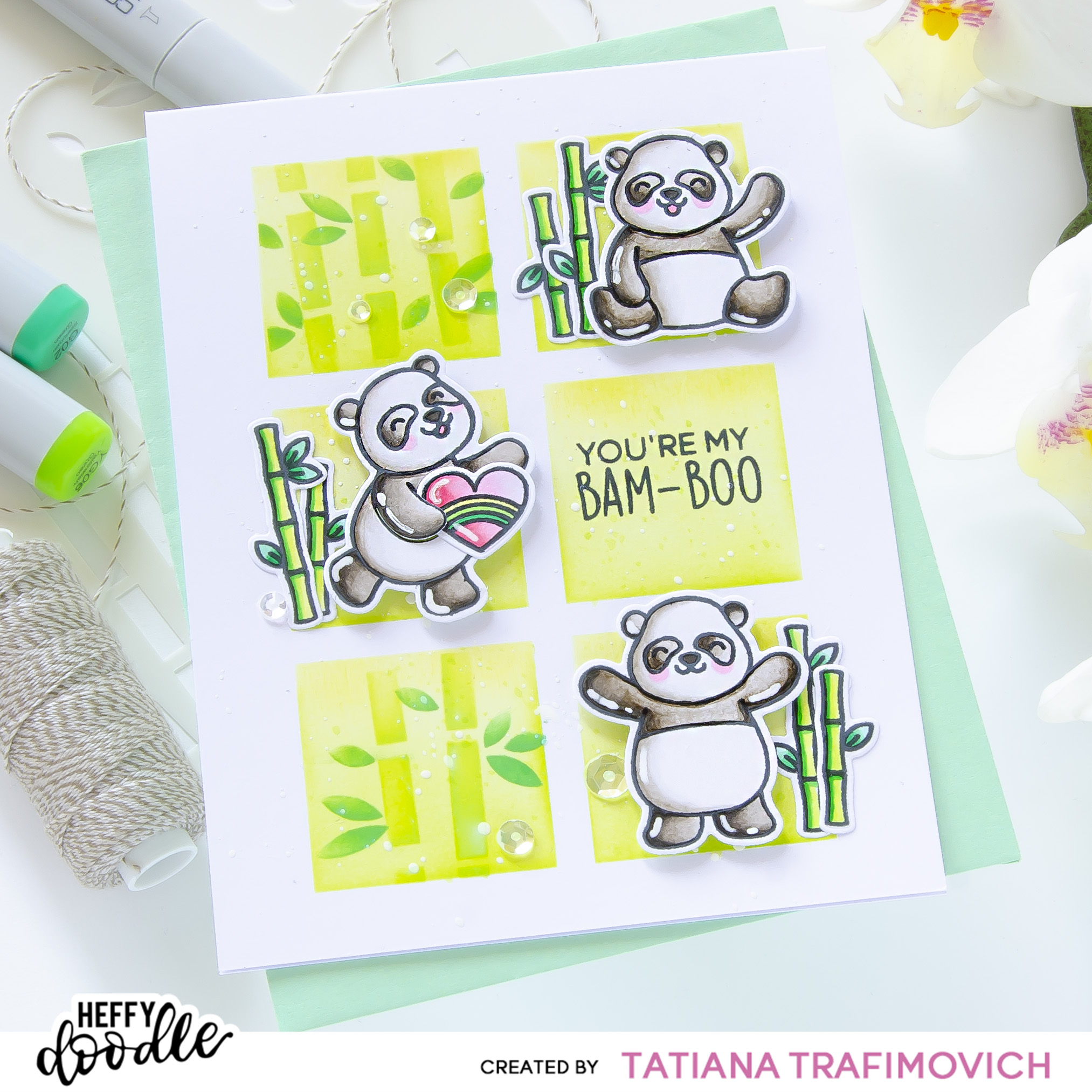 You're My BAM-BOO #handmade card by Tatiana Trafimovich #tatianacraftandart - stamps and dies by Heffy Doodle #heffydoodle