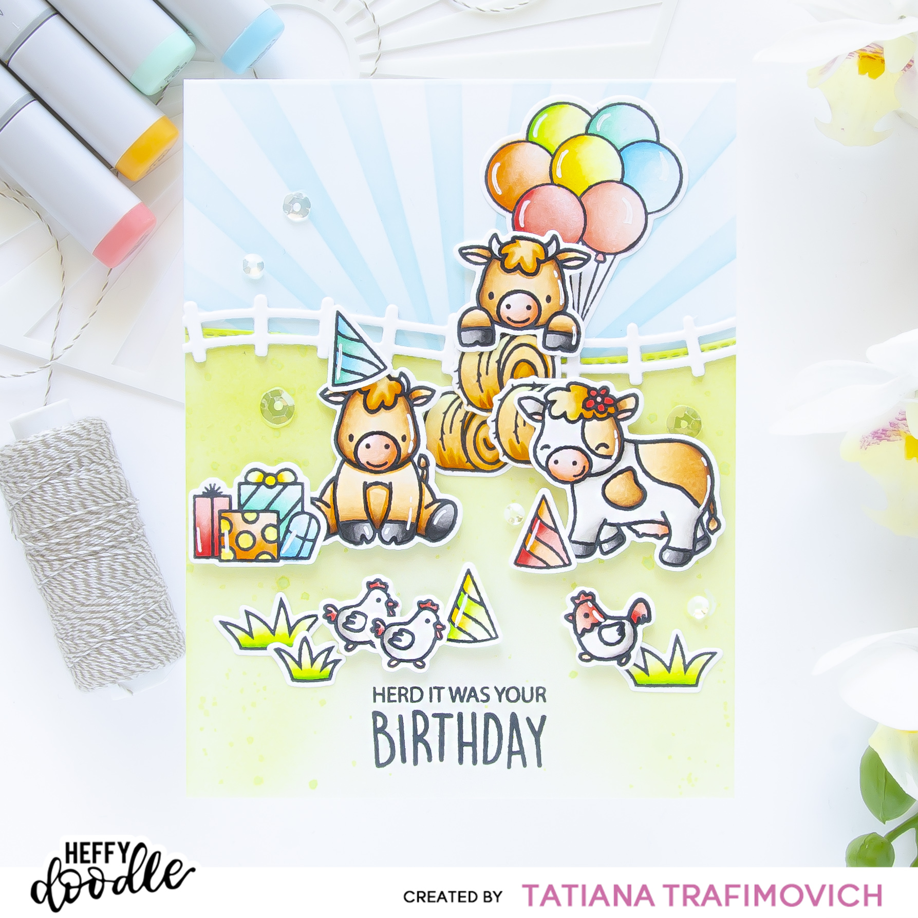 Herd It Was Your Birthday #handmade card by Tatiana Trafimovich #tatianacraftandart - stamps and dies by Heffy Doodle #heffydoodle