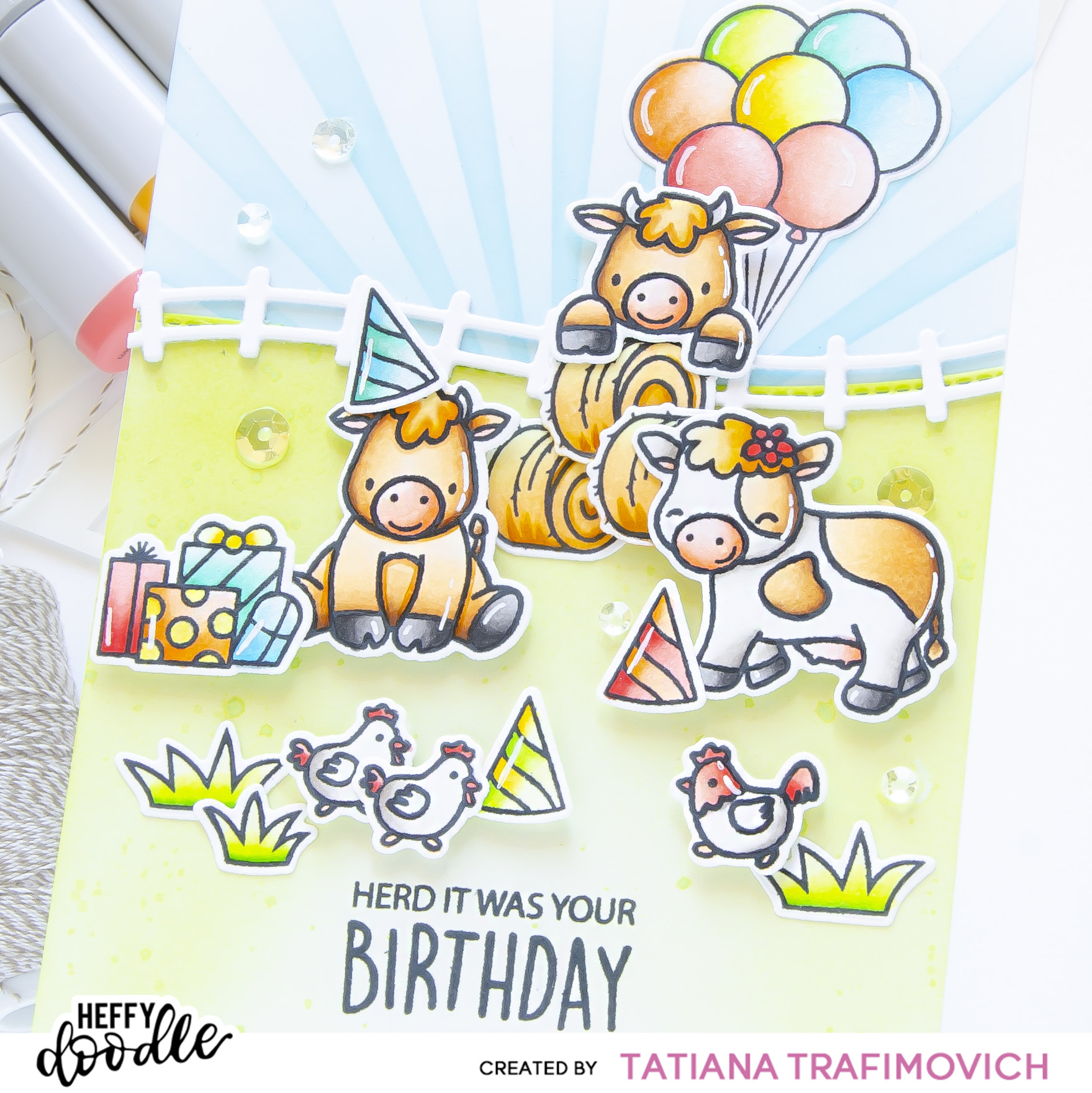 Herd It Was Your Birthday #handmade card by Tatiana Trafimovich #tatianacraftandart - stamps and dies by Heffy Doodle #heffydoodle