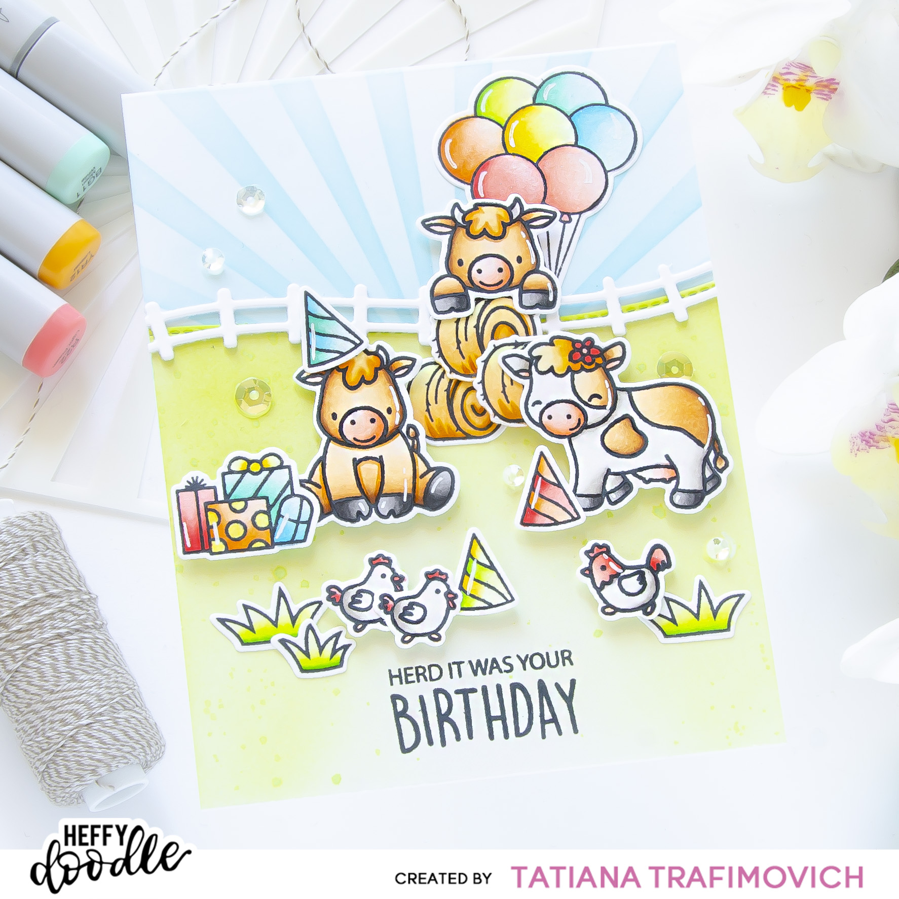 Herd It Was Your Birthday #handmade card by Tatiana Trafimovich #tatianacraftandart - stamps and dies by Heffy Doodle #heffydoodle