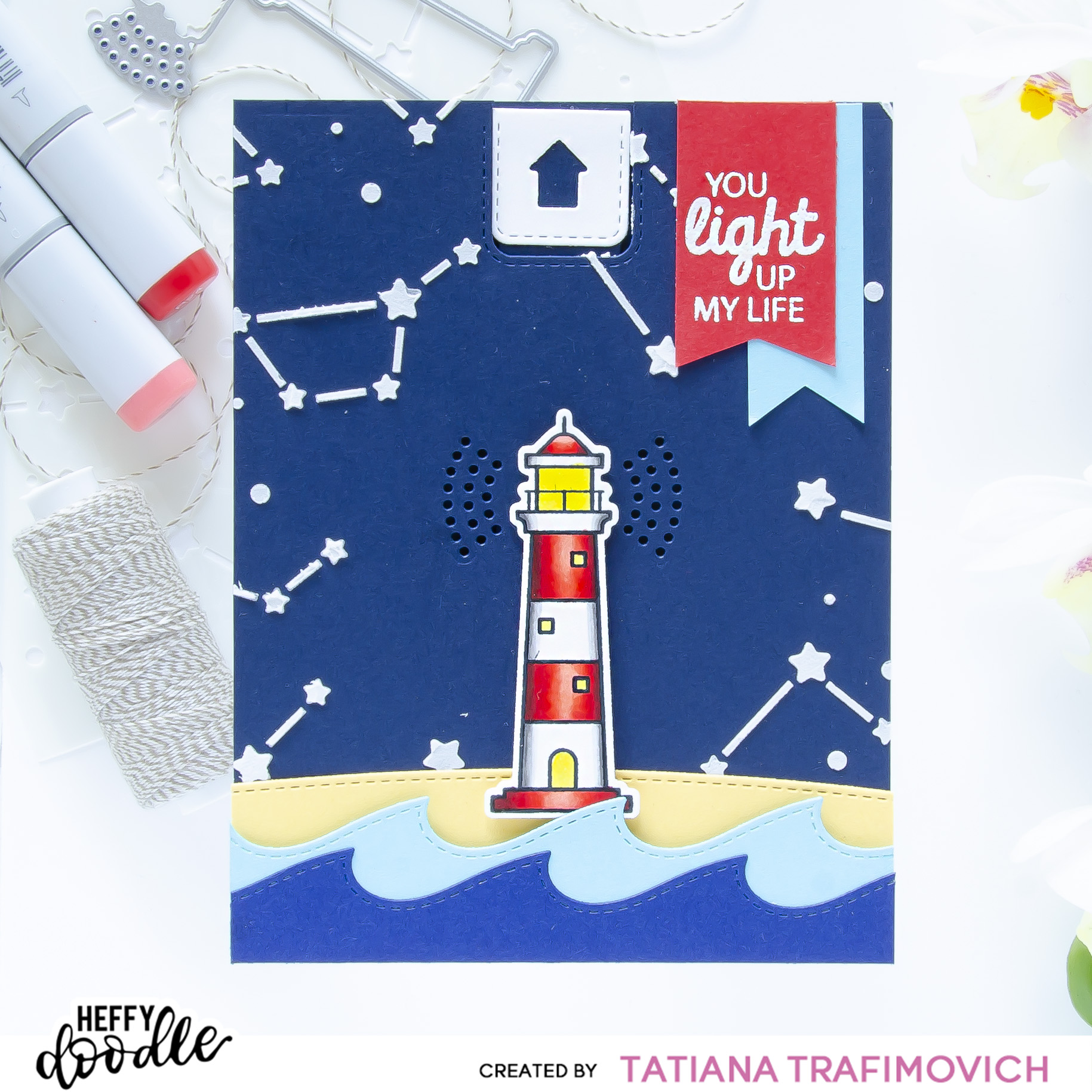Interactive Light Up Card #handmade card by Tatiana Trafimovich #tatianacraftandart #tatianagraphicdesign - stamps and dies by Heffy Doodle #heffydoodle