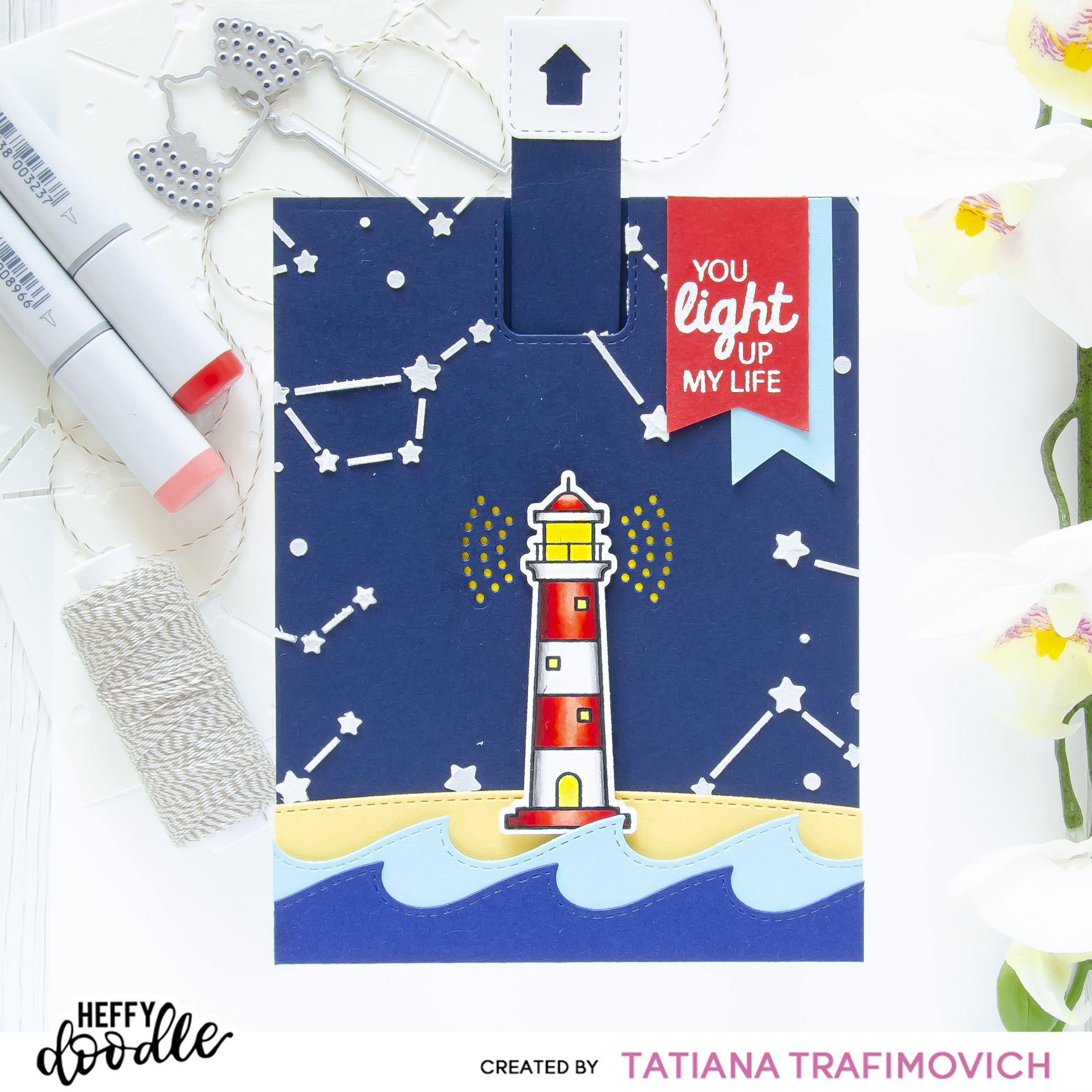 Interactive Light Up Card #handmade card by Tatiana Trafimovich #tatianacraftandart #tatianagraphicdesign - stamps and dies by Heffy Doodle #heffydoodle