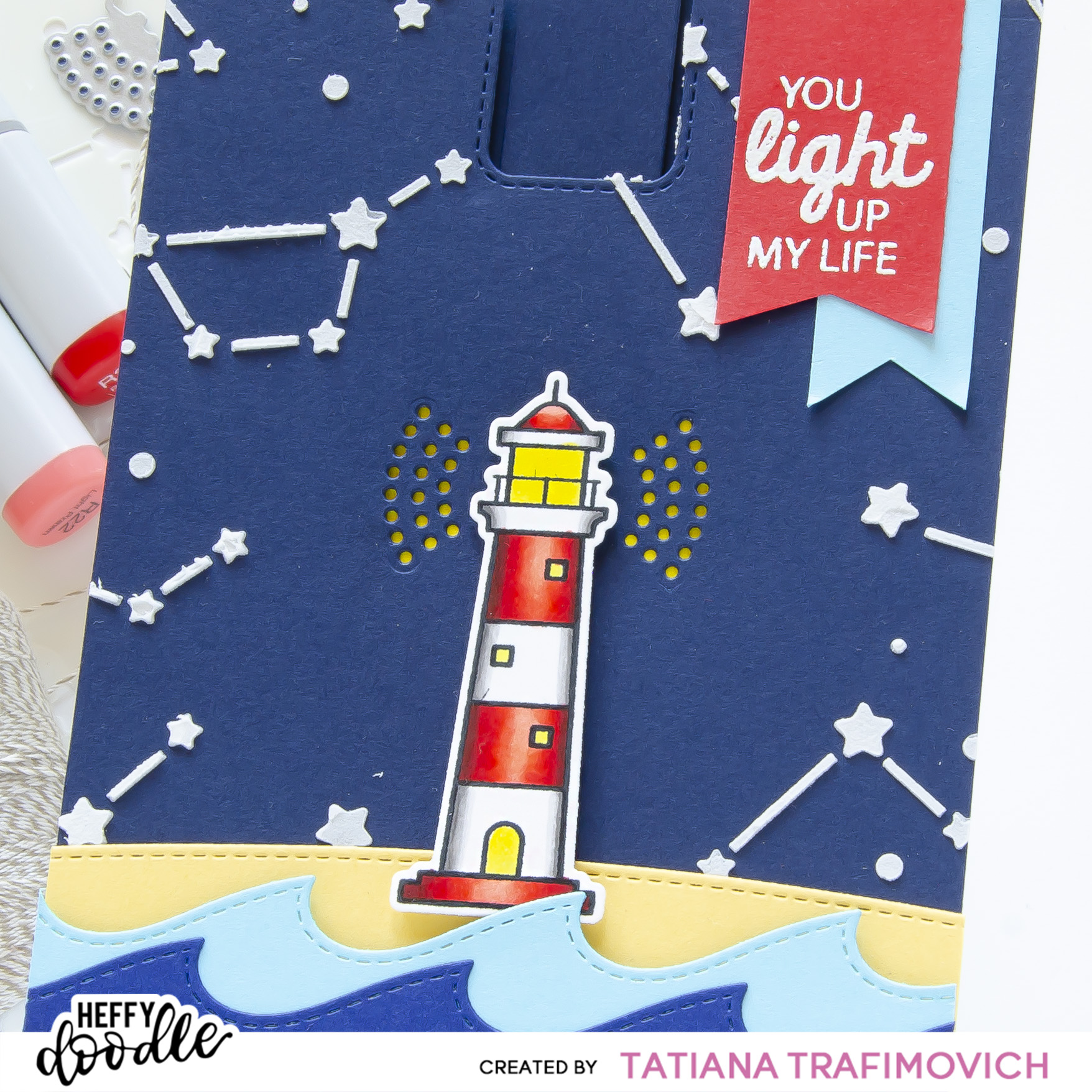 Interactive Light Up Card #handmade card by Tatiana Trafimovich #tatianacraftandart #tatianagraphicdesign - stamps and dies by Heffy Doodle #heffydoodle