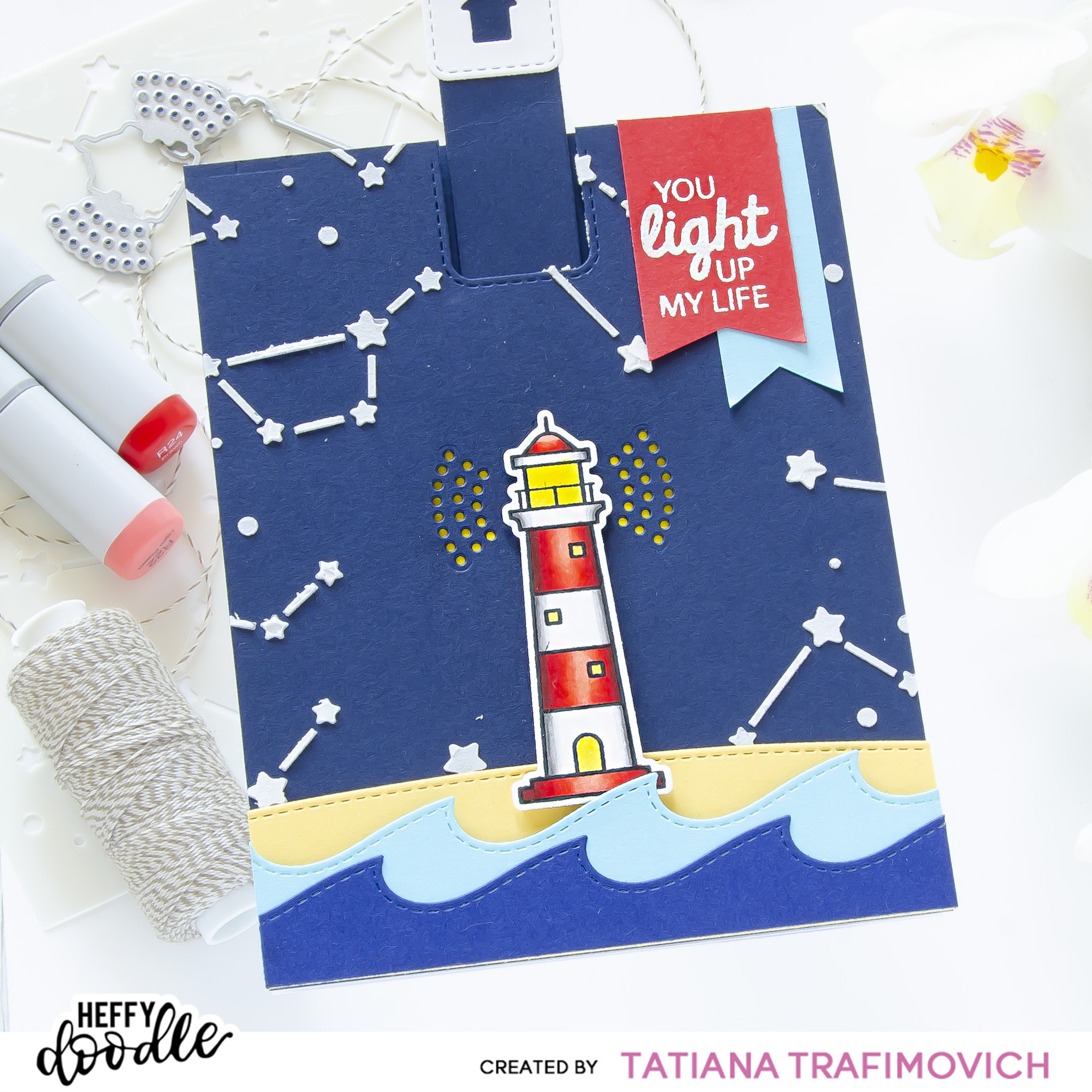 Interactive Light Up Card #handmade card by Tatiana Trafimovich #tatianacraftandart #tatianagraphicdesign - stamps and dies by Heffy Doodle #heffydoodle