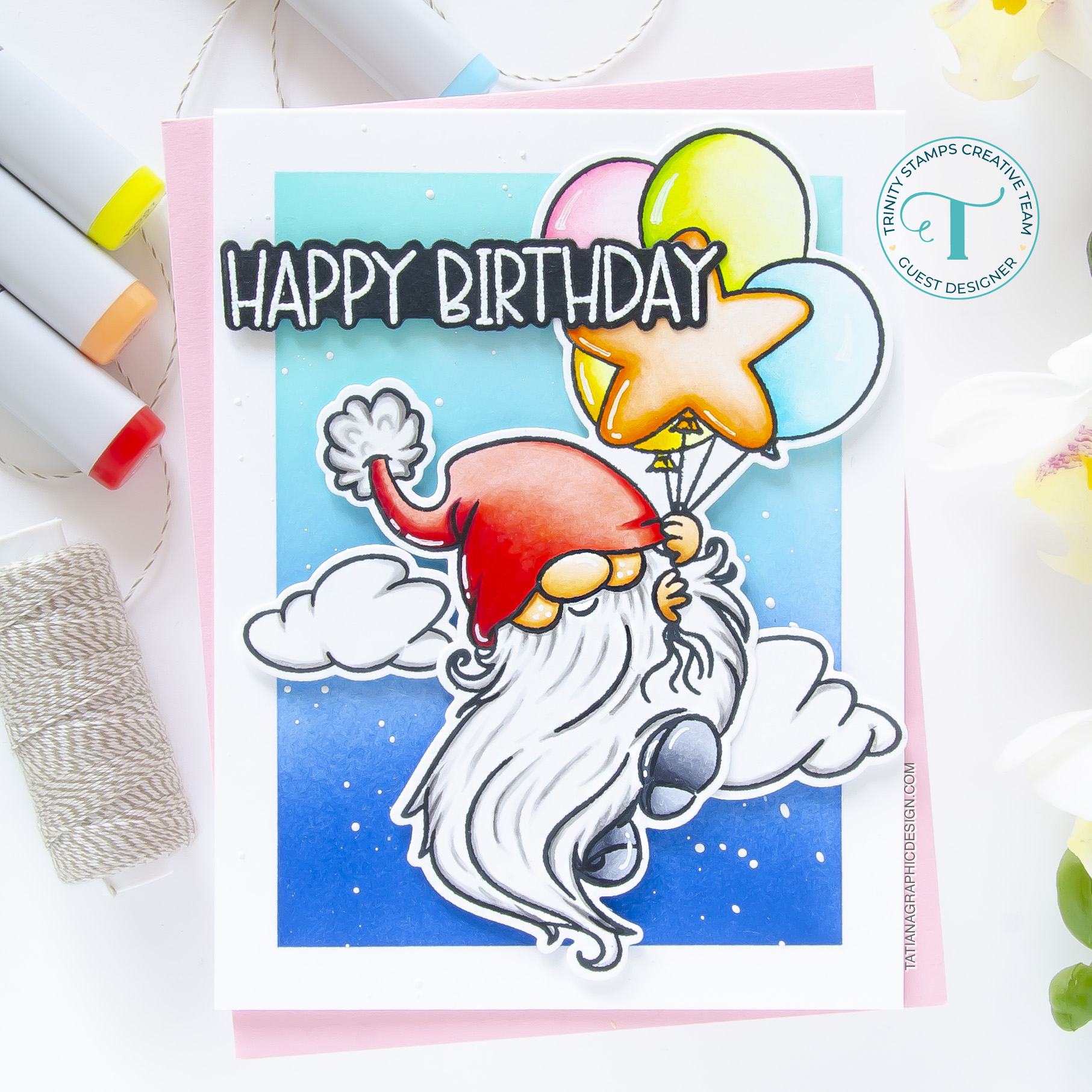 Happy Birthday #handmade card by Tatiana Trafimovich #tatianacraftandart - Up, Up, & Away stamp set by Trinity Stamps #trinitystamps