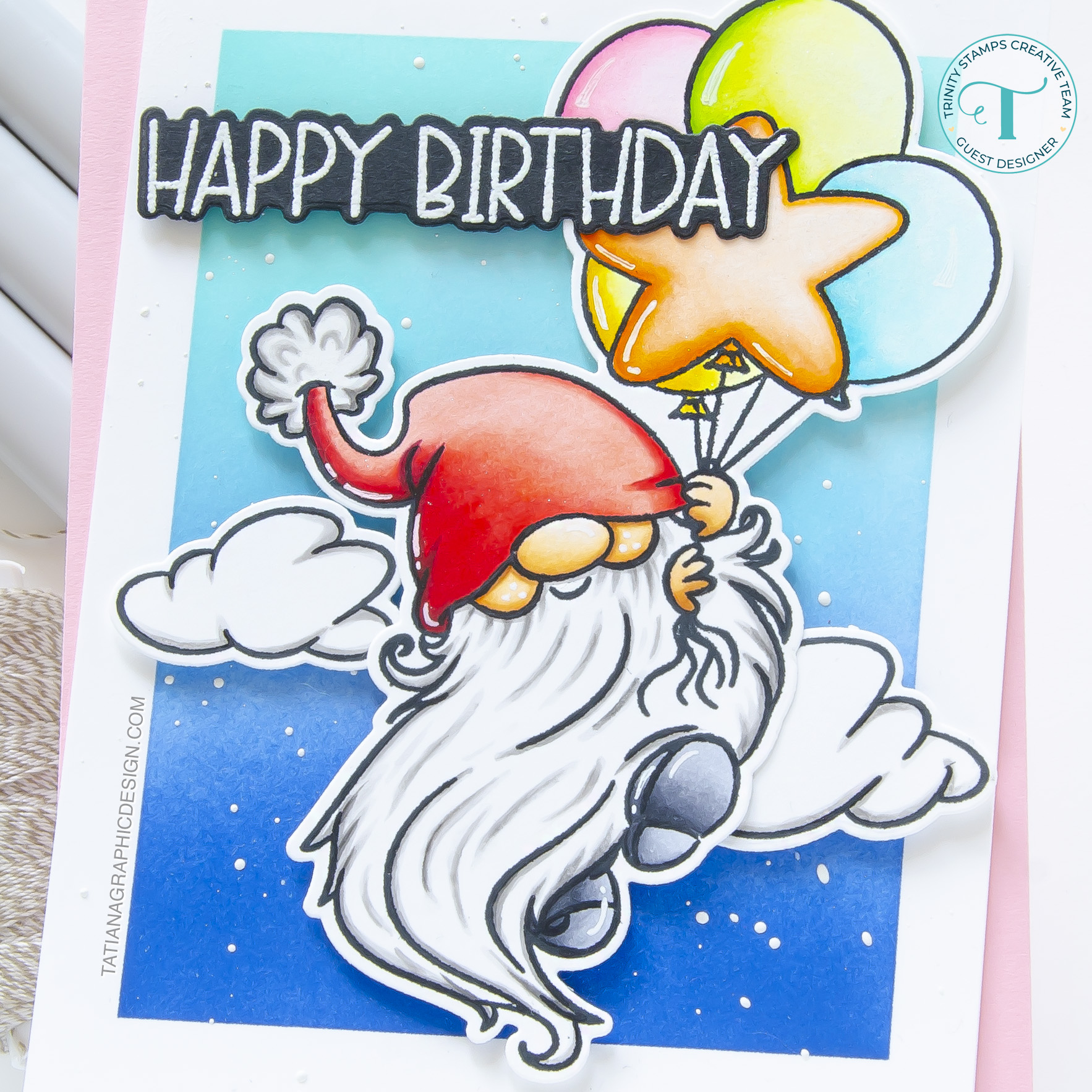 Happy Birthday #handmade card by Tatiana Trafimovich #tatianacraftandart - Up, Up, & Away stamp set by Trinity Stamps #trinitystamps