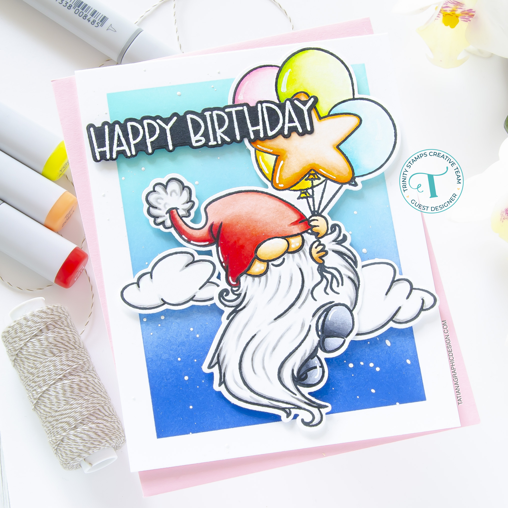 Happy Birthday #handmade card by Tatiana Trafimovich #tatianacraftandart - Up, Up, & Away stamp set by Trinity Stamps #trinitystamps