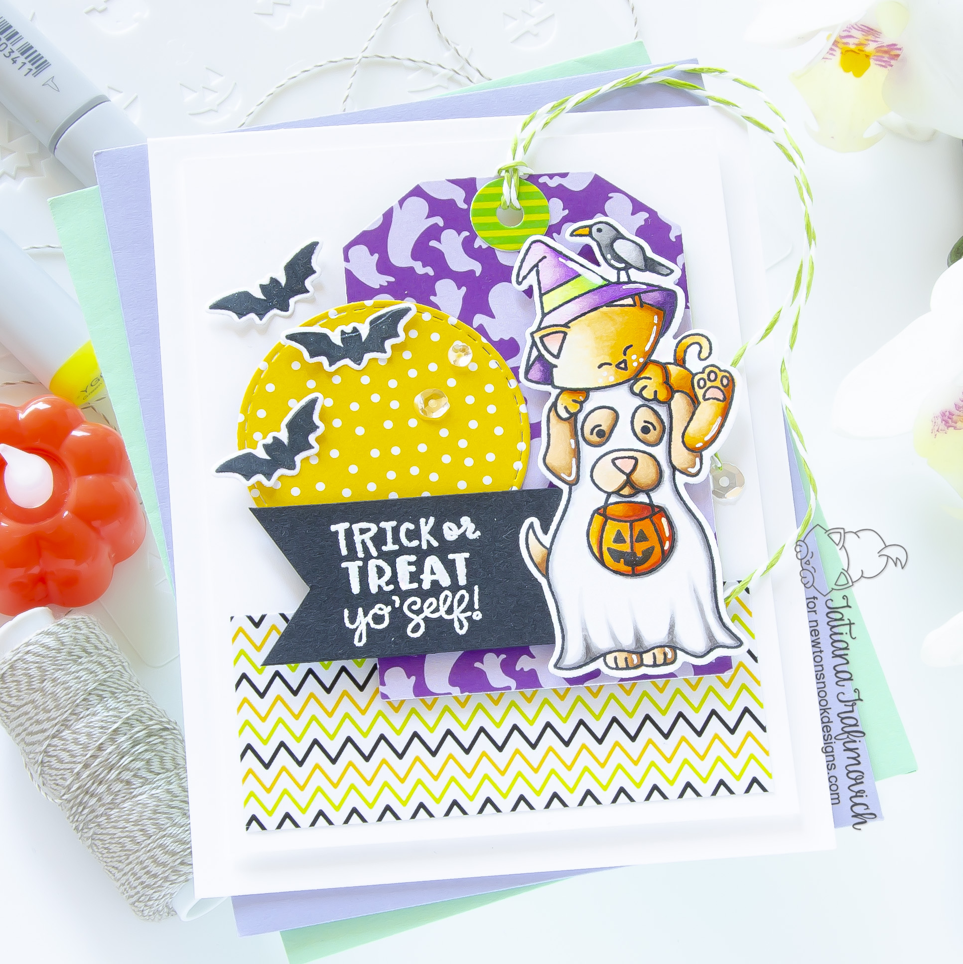 Trick or Treat Yo'self! #handmade card by Tatiana Trafimovich #tatianacraftandart - Halloween Pile stamp set by Newton's Nook Designs #newtonsnook