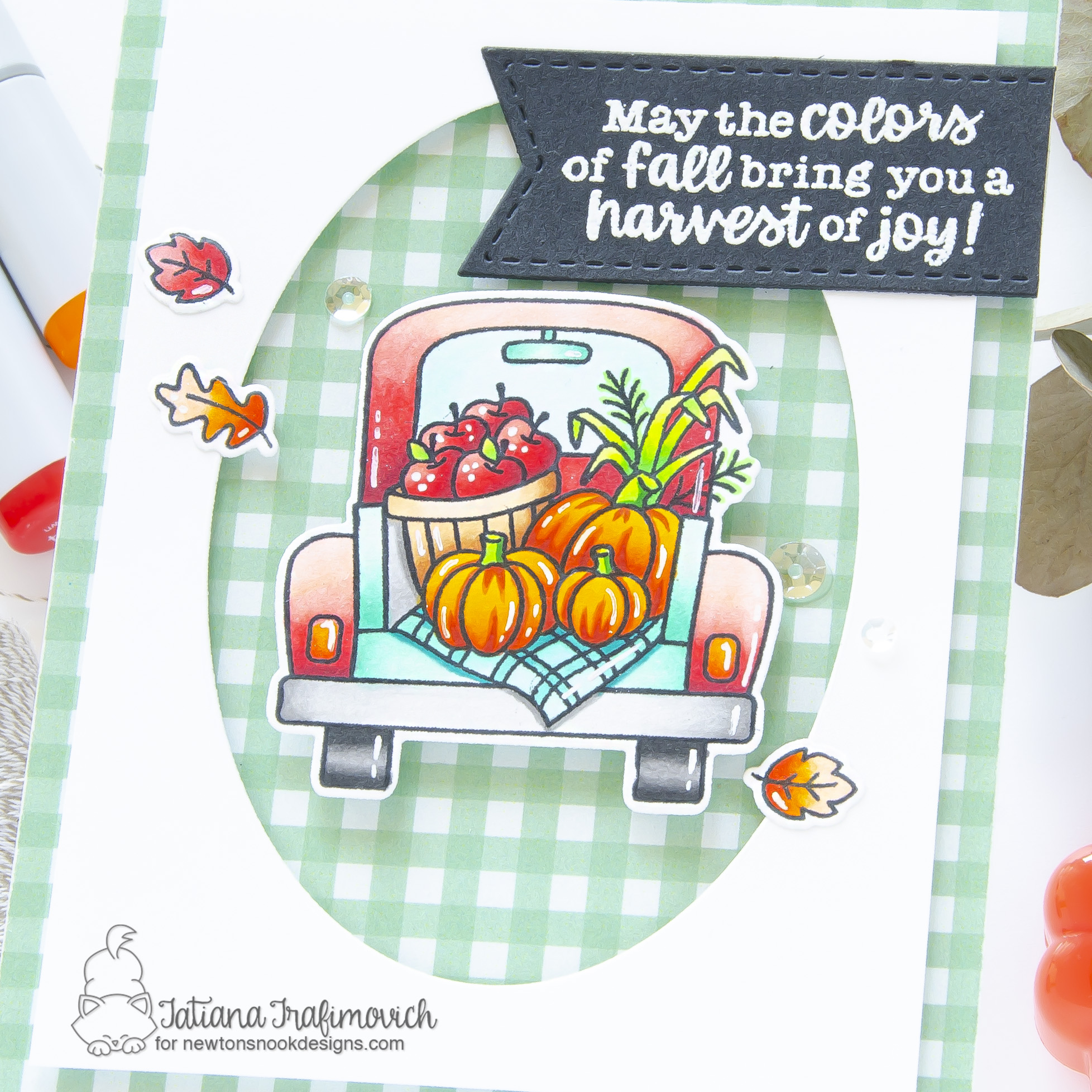 Autumn #handmade card by Tatiana Trafimovich #tatianacraftandart - Harvest Haul stamp set by Newton's Nook Designs #newtonsnook