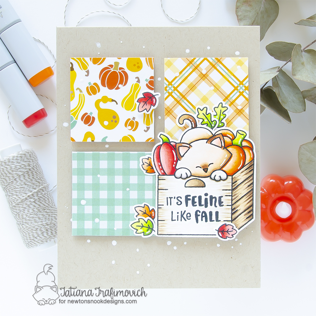 It's Feline Like Fall #handmade card by Tatiana Trafimovich #tatianacraftandart - Newton's Crate stamp set by Newton's Nook Designs #newtonsnook