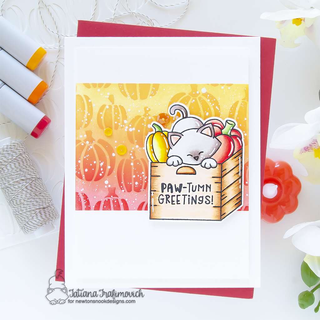 PAW-tumn Greetings #handmade card by Tatiana Trafimovich #tatianagraphicdesign #tatianacraftandart - Newton'd Crate stamp set by Newton's Nook Designs #newtonsnook