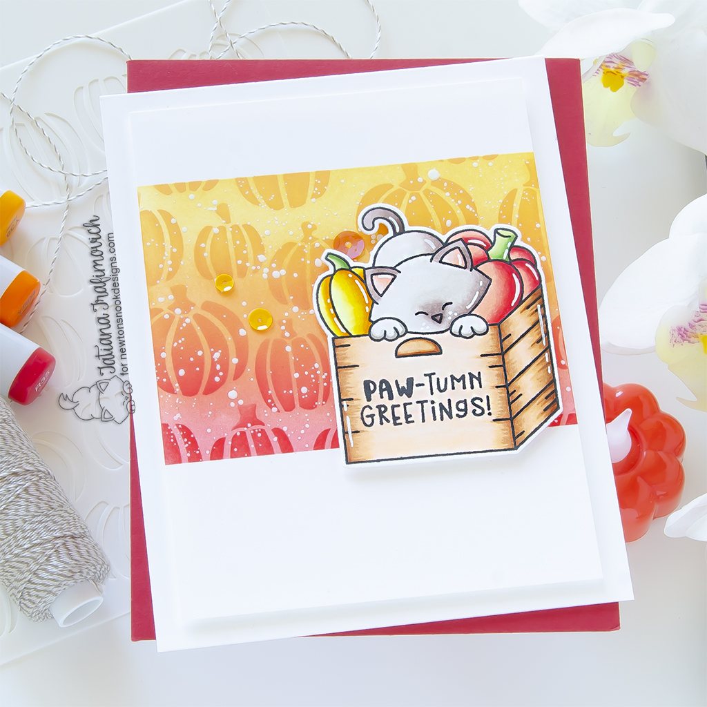 PAW-tumn Greetings #handmade card by Tatiana Trafimovich #tatianagraphicdesign #tatianacraftandart - Newton'd Crate stamp set by Newton's Nook Designs #newtonsnook