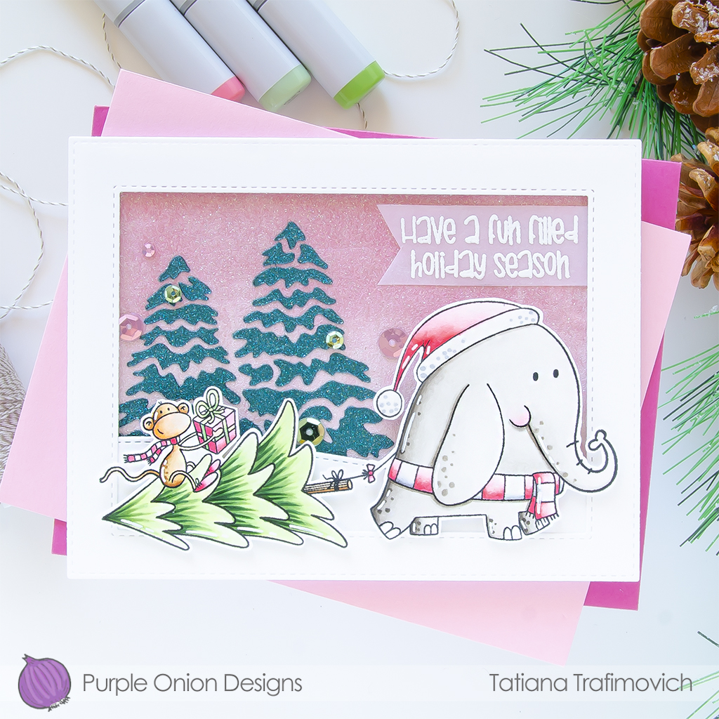 Holiday #handmade card by Tatiana Trafimovich #tatianacraftandart #tatianagraphicdesign  - stamps by Purple Onion Designs #purpleoniondesigns