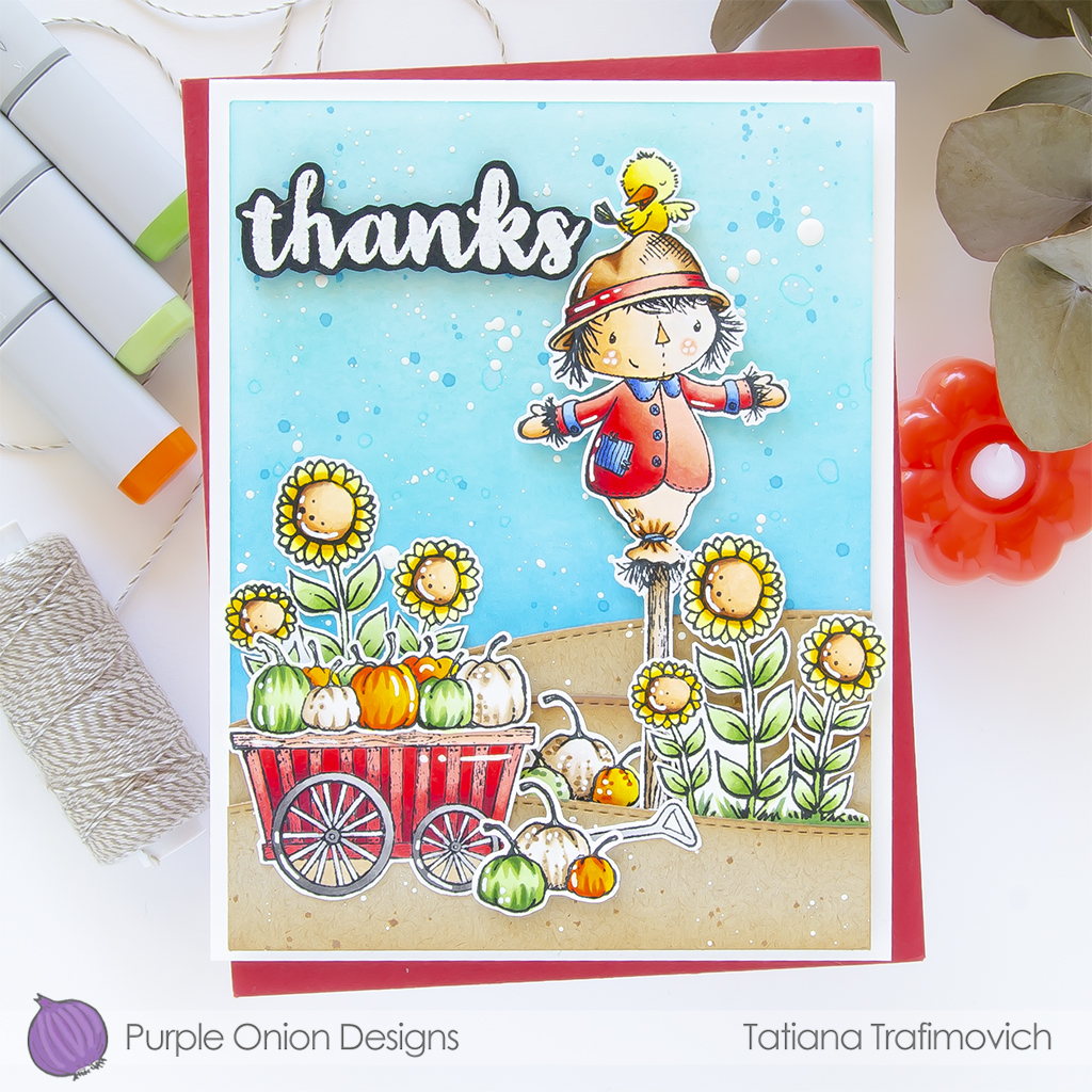 Thanks #handmade card by Tatiana Trafimovich #tatianacraftandart #tatianagraphicdesign  - stamps by Purple Onion Designs #purpleoniondesigns