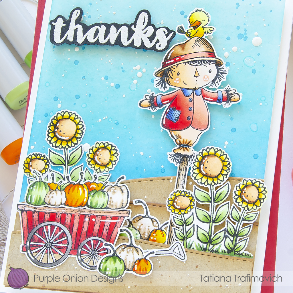 Thanks #handmade card by Tatiana Trafimovich #tatianacraftandart #tatianagraphicdesign - stamps by Purple Onion Designs #purpleoniondesigns