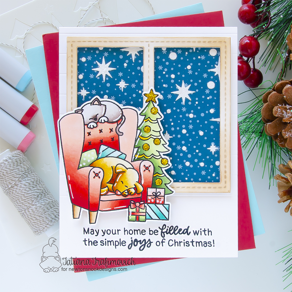 Christmas #handmade card by Tatiana Trafimovich #tatianagraphicdesign #tatianacraftandart - Christmas Nap stamp set by Newton's Nook Designs #newtonsnook