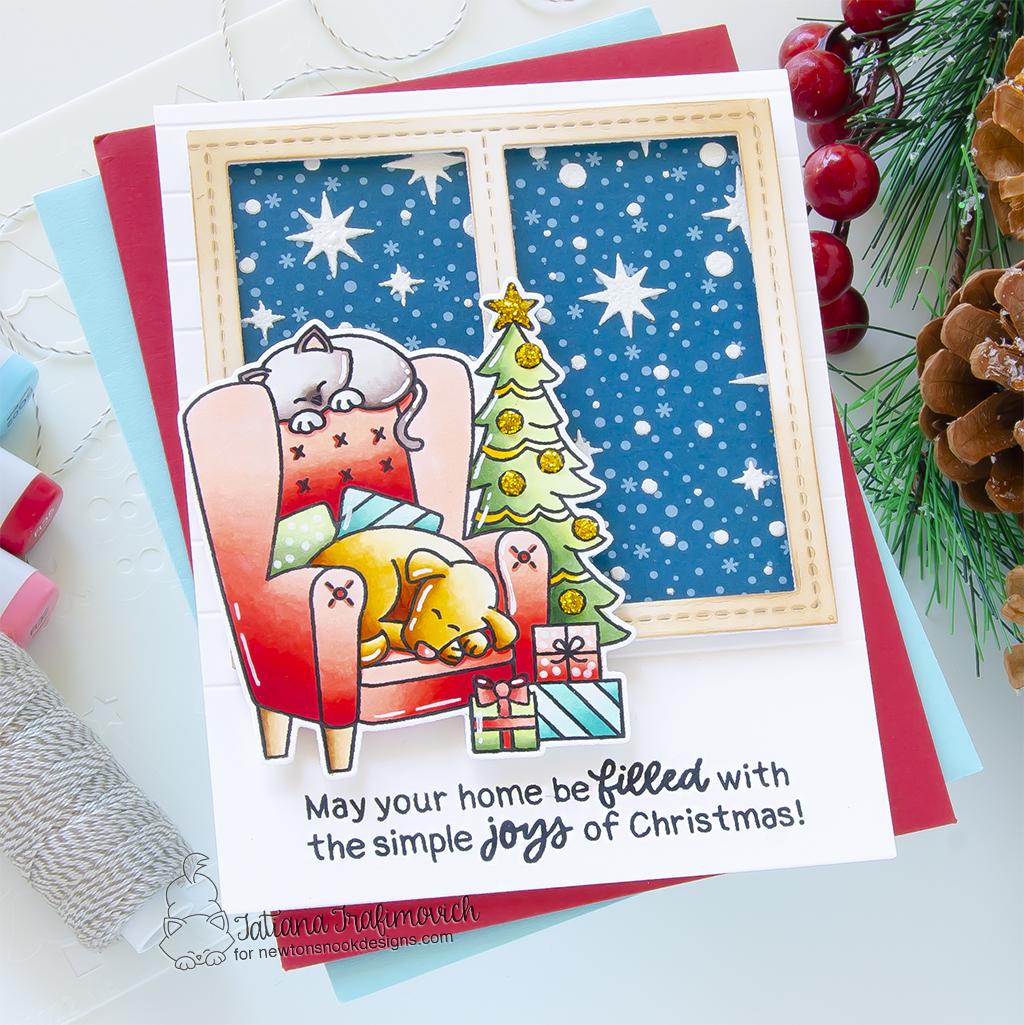 Christmas #handmade card by Tatiana Trafimovich #tatianagraphicdesign #tatianacraftandart - Christmas Nap stamp set by Newton's Nook Designs #newtonsnook