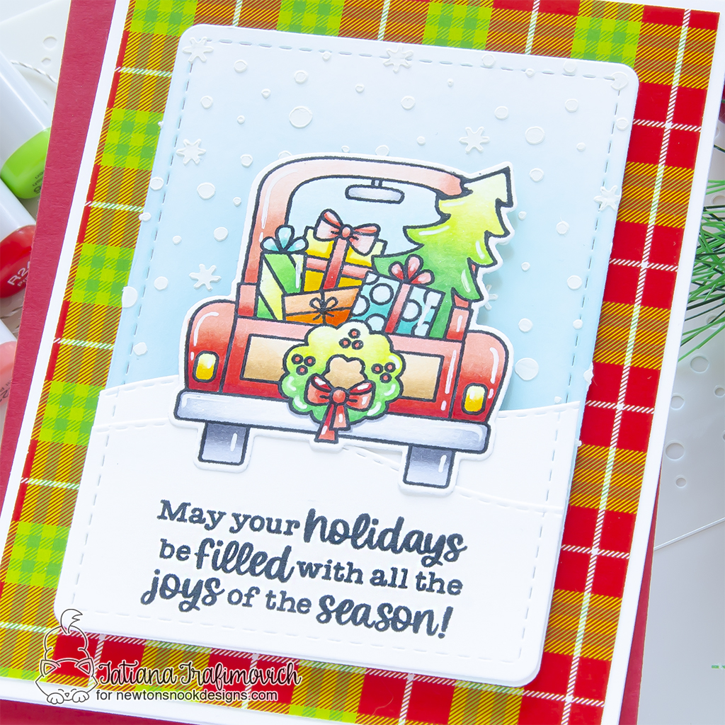 Christmas #handmade card by Tatiana Trafimovich #tatianagraphicdesign #tatianacraftandart - Holiday Haul stamp set by Newton's Nook Designs #newtonsnook