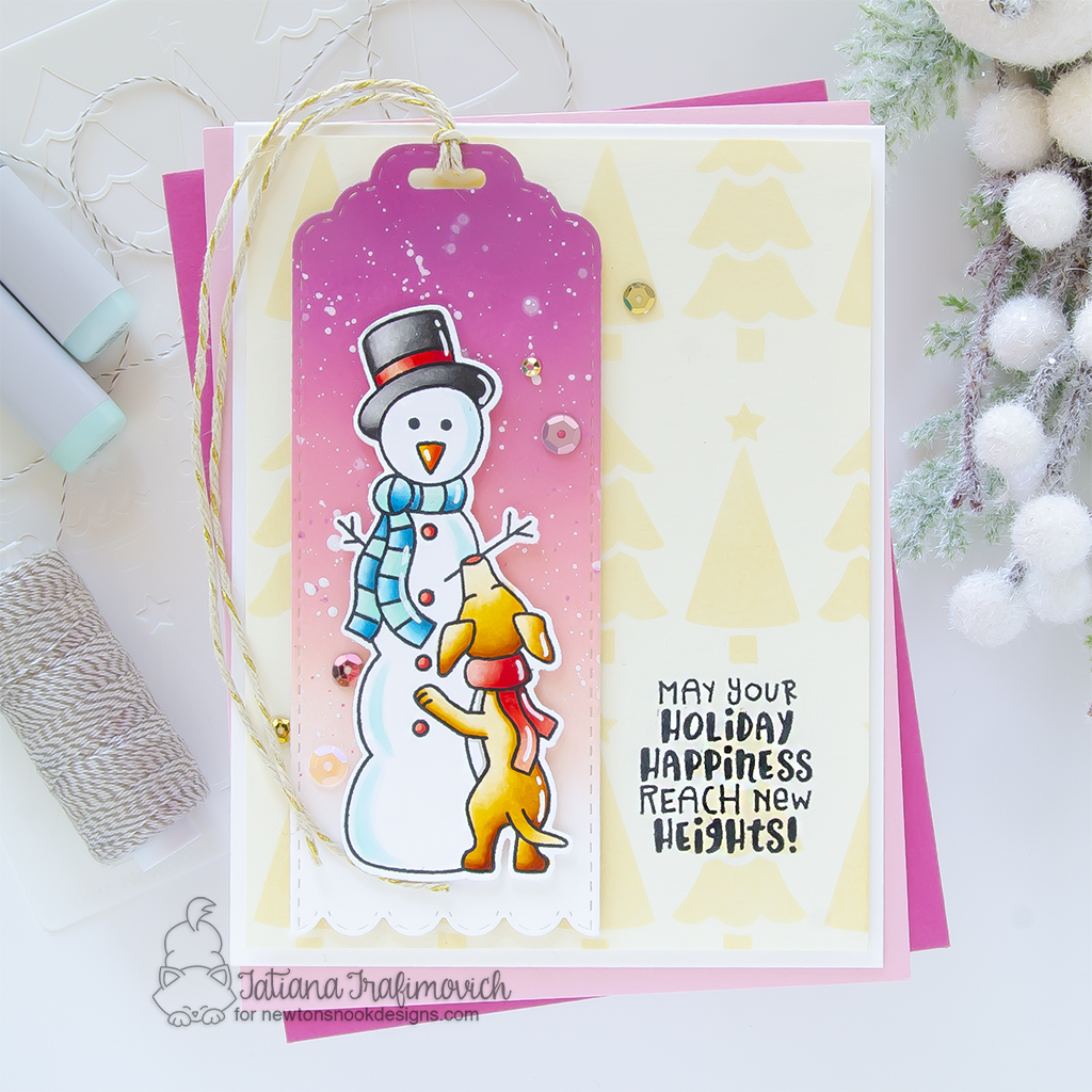 Christmas #handmade card by Tatiana Trafimovich #tatianagraphicdesign #tatianacraftandart - Holiday Heights stamp set by Newton's Nook Designs #newtonsnook