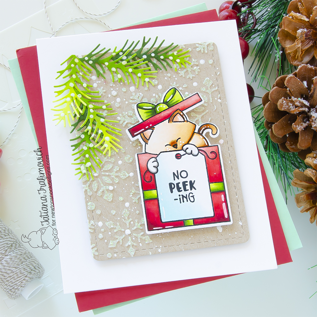 NO PEEKing! #handmade card by Tatiana Trafimovich #tatianagraphicdesign #tatianacraftandart - Newton's Gift stamp set by Newton's Nook Designs #newtonsnook