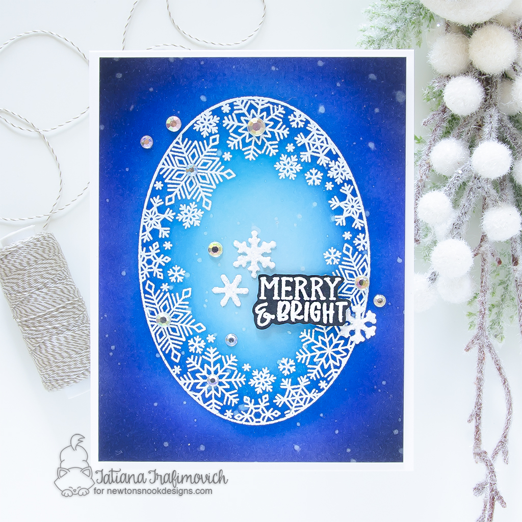 Merry & Bright #handmade card by Tatiana Trafimovich #tatianagraphicdesign #tatianacraftandart - Snowflake Oval stamp set by Newton's Nook Designs #newtonsnook
