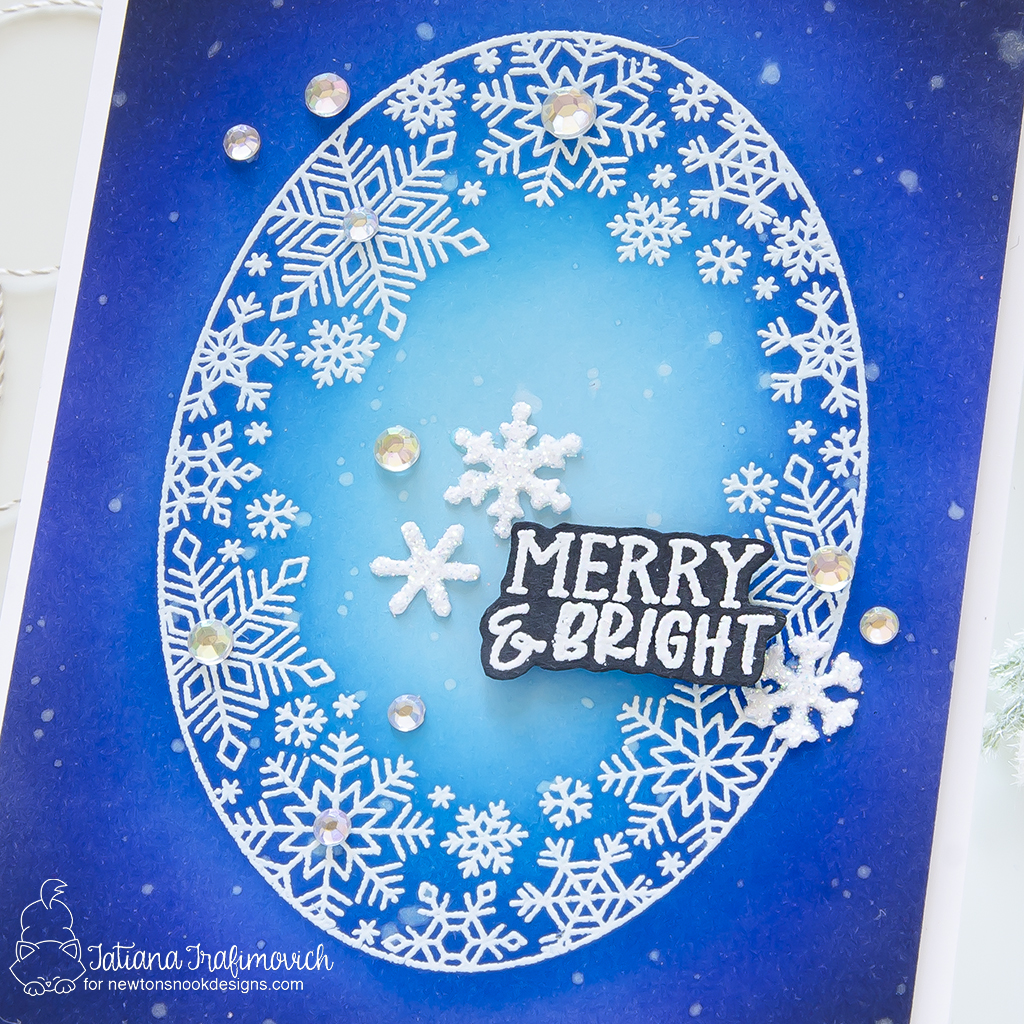 Merry & Bright #handmade card by Tatiana Trafimovich #tatianagraphicdesign #tatianacraftandart - Snowflake Oval stamp set by Newton's Nook Designs #newtonsnook