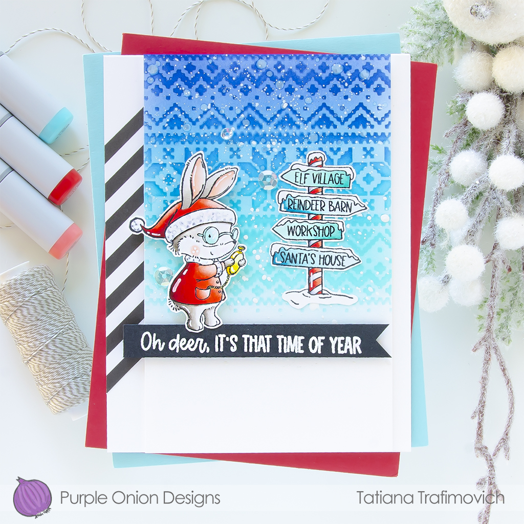 Oh, Dear! It's That Time of Year! #handmade holiday card by Tatiana Trafimovich #tatianacraftandart #tatianagraphicdesign  - stamps by Purple Onion Designs #purpleoniondesigns
