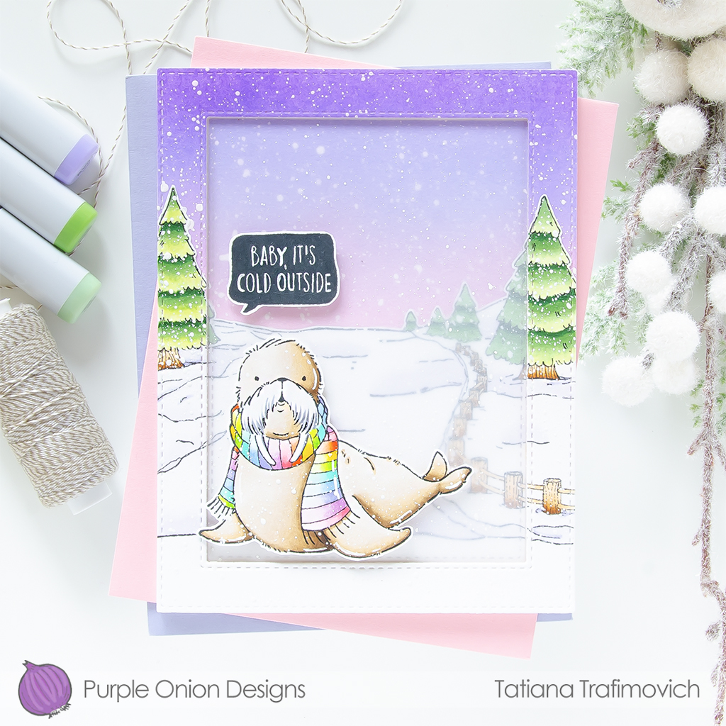 Baby, It's Cold Outside #handmade holiday card by Tatiana Trafimovich #tatianacraftandart #tatianagraphicdesign  - stamps by Purple Onion Designs #purpleoniondesigns