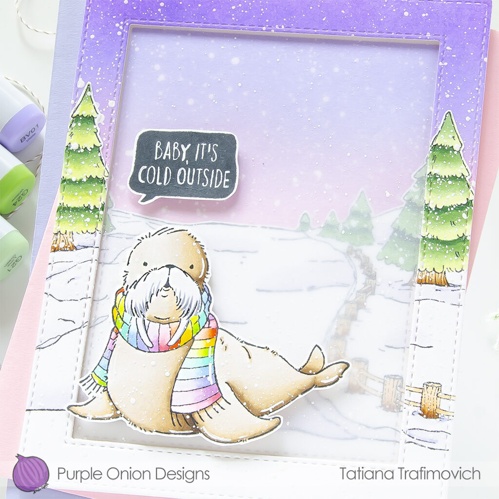 Baby, It's Cold Outside #handmade holiday card by Tatiana Trafimovich #tatianacraftandart #tatianagraphicdesign - stamps by Purple Onion Designs #purpleoniondesigns