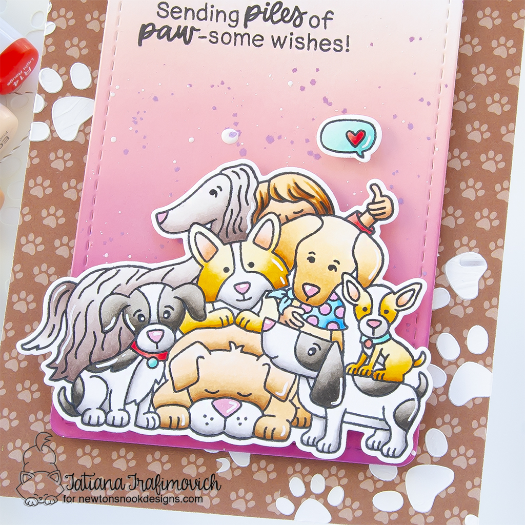 Sending Piles of PAW-some Wishes! #handmade card by Tatiana Trafimovich #tatianagraphicdesign #tatianacraftandart - Never Enough Dogs stamp set by Newton's Nook Designs #newtonsnook